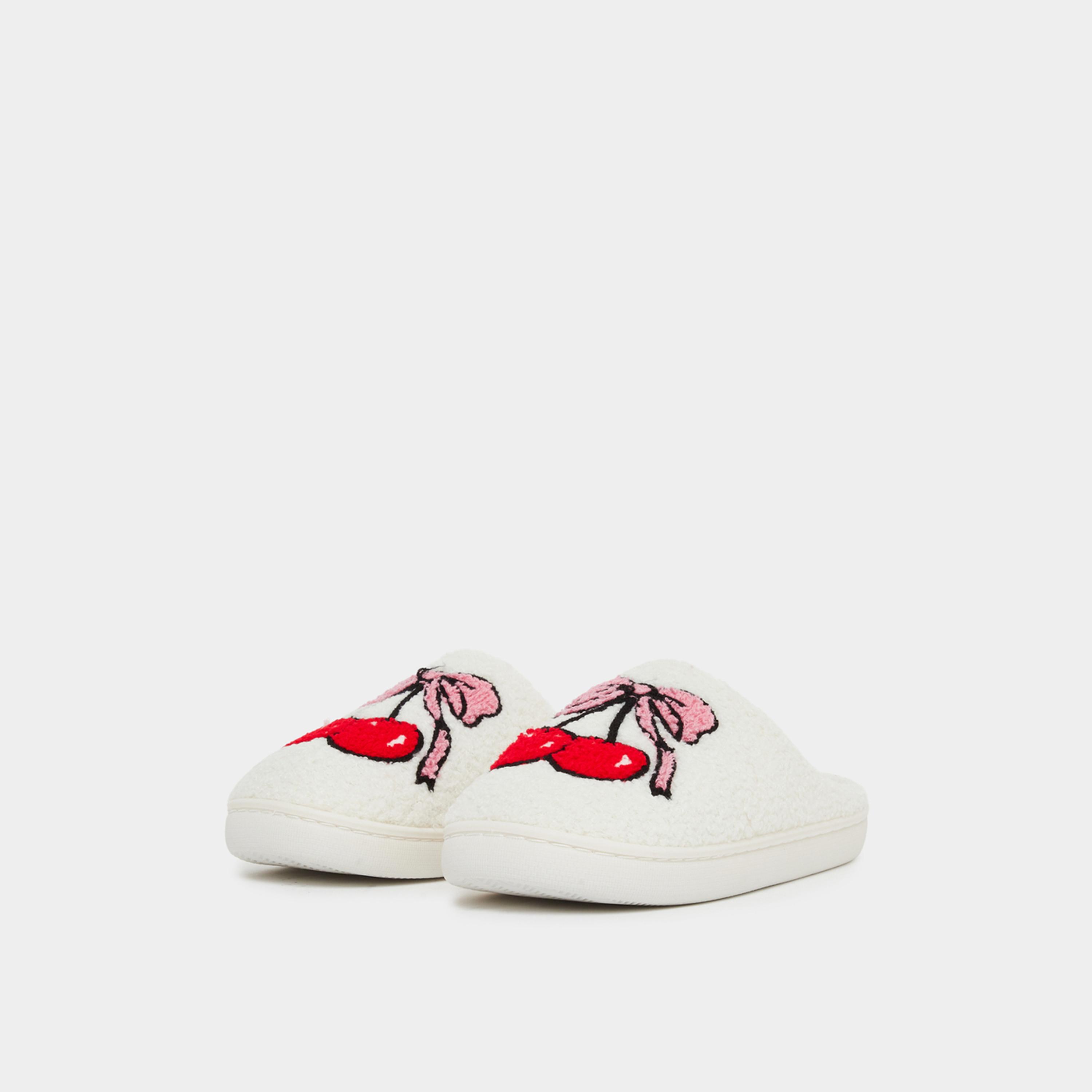 Styli Cream Cherry Pattern Bedroom Slippers-women-shoes-bedroomslippers-image-1