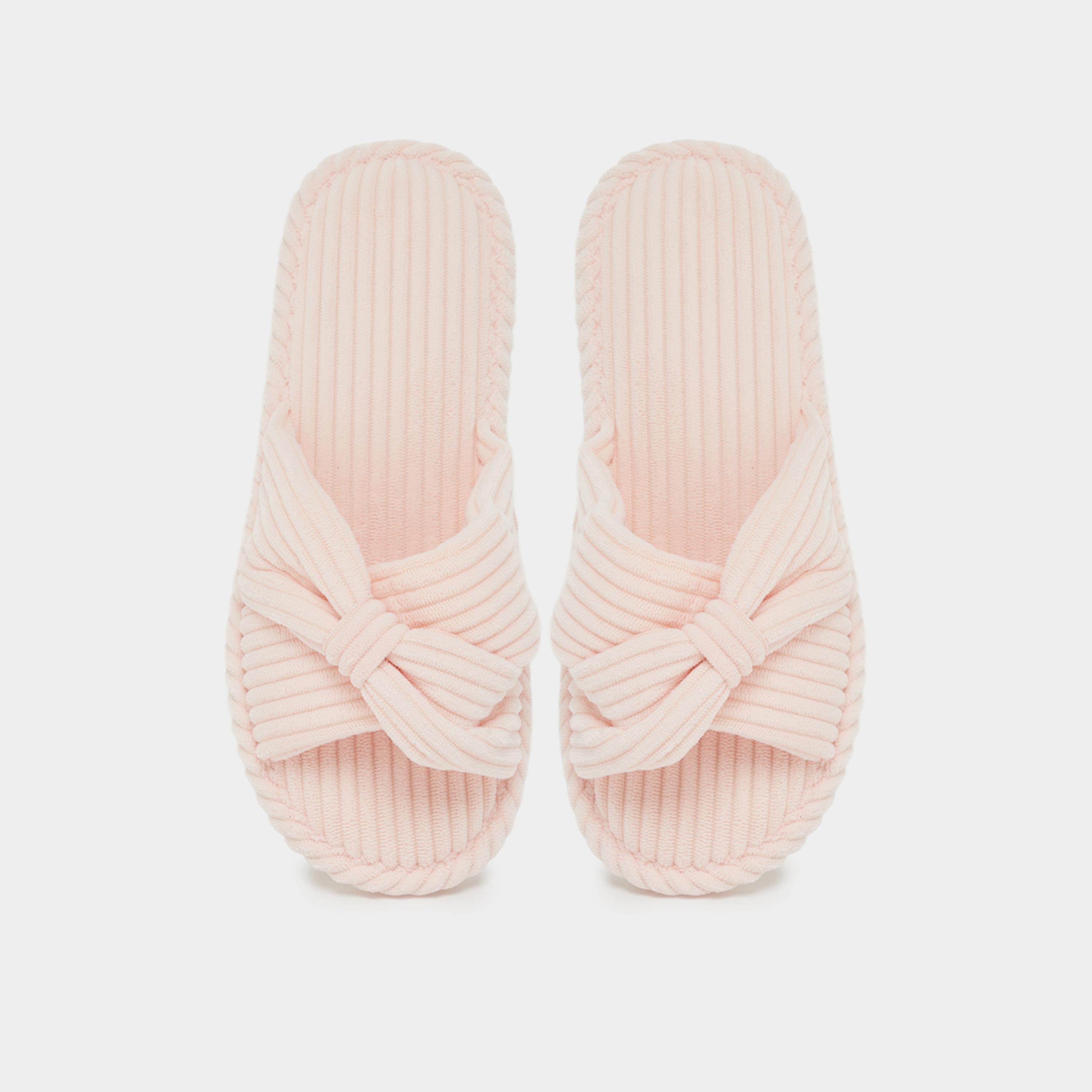Styli Pink Cross-Over Strap Plush Bedroom Slippers-women-shoes-bedroomslippers-image-4