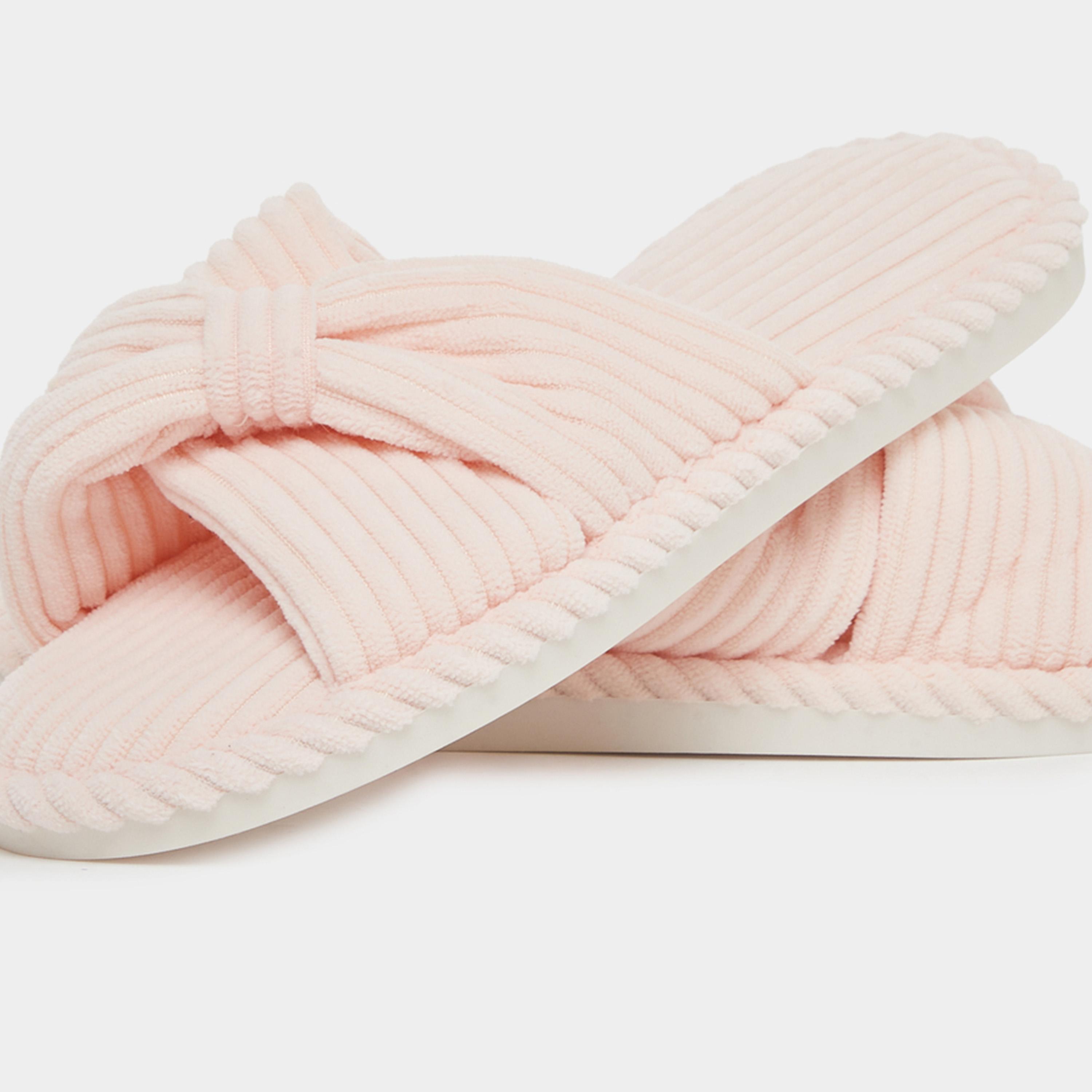 Styli Pink Cross-Over Strap Plush Bedroom Slippers-women-shoes-bedroomslippers-image-5
