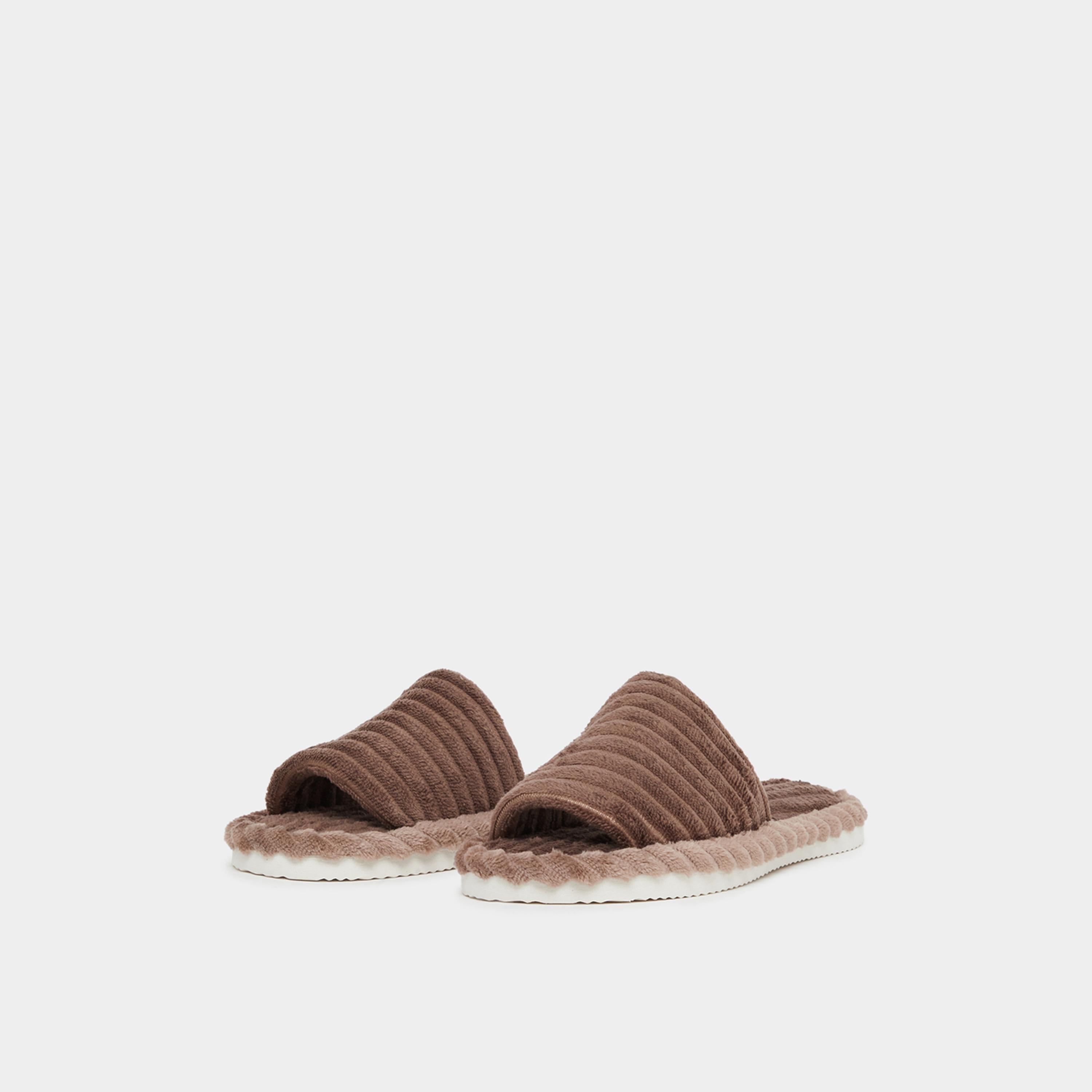 Styli Brown Plush Bedroom Slippers-women-shoes-bedroomslippers-image-1