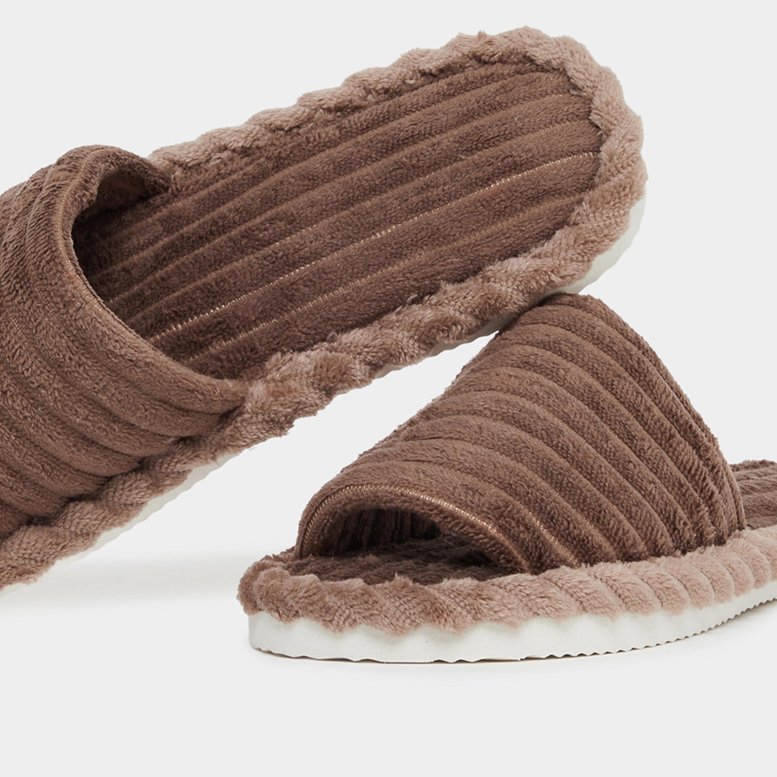 Styli Brown Plush Bedroom Slippers-women-shoes-bedroomslippers-image-4