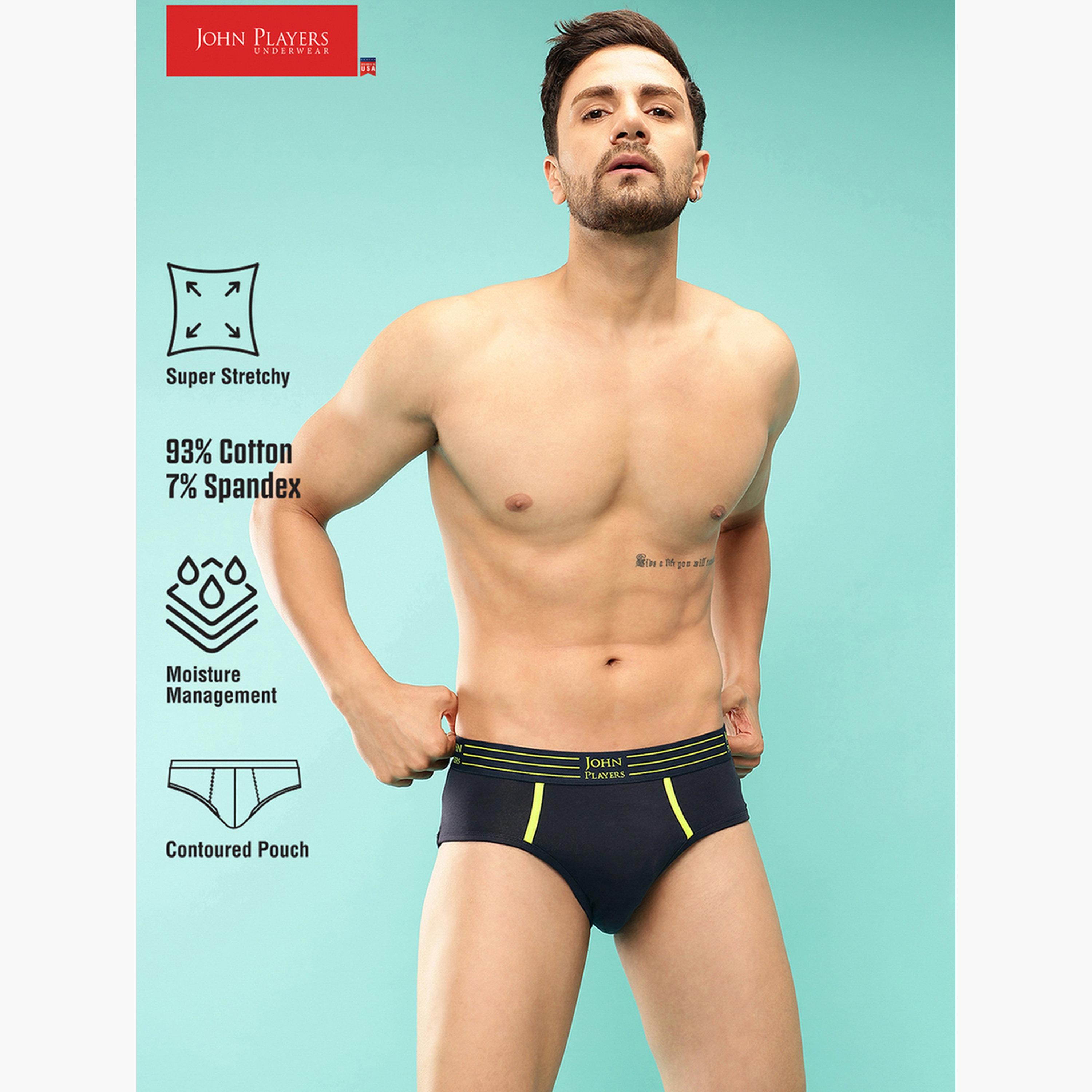 جون بلاير - سروال داخلي قطني بحزام خصر مخطط - قطعتين-men-clothing-innerwear-underwear-image-2
