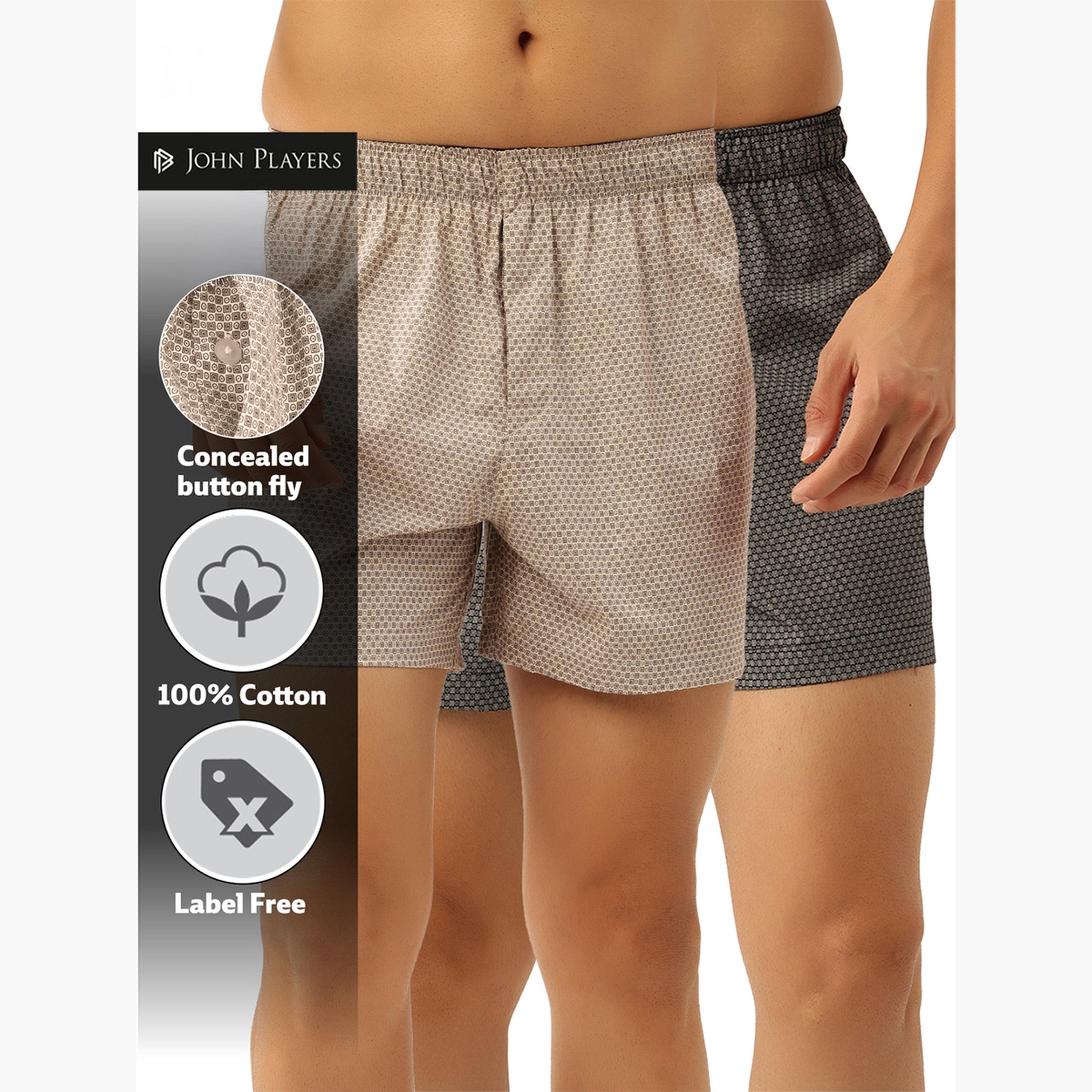 John Player Pack of 2 - Cotton  Geometric Print Boxers-men-clothing-innerwear-underwear-image-2