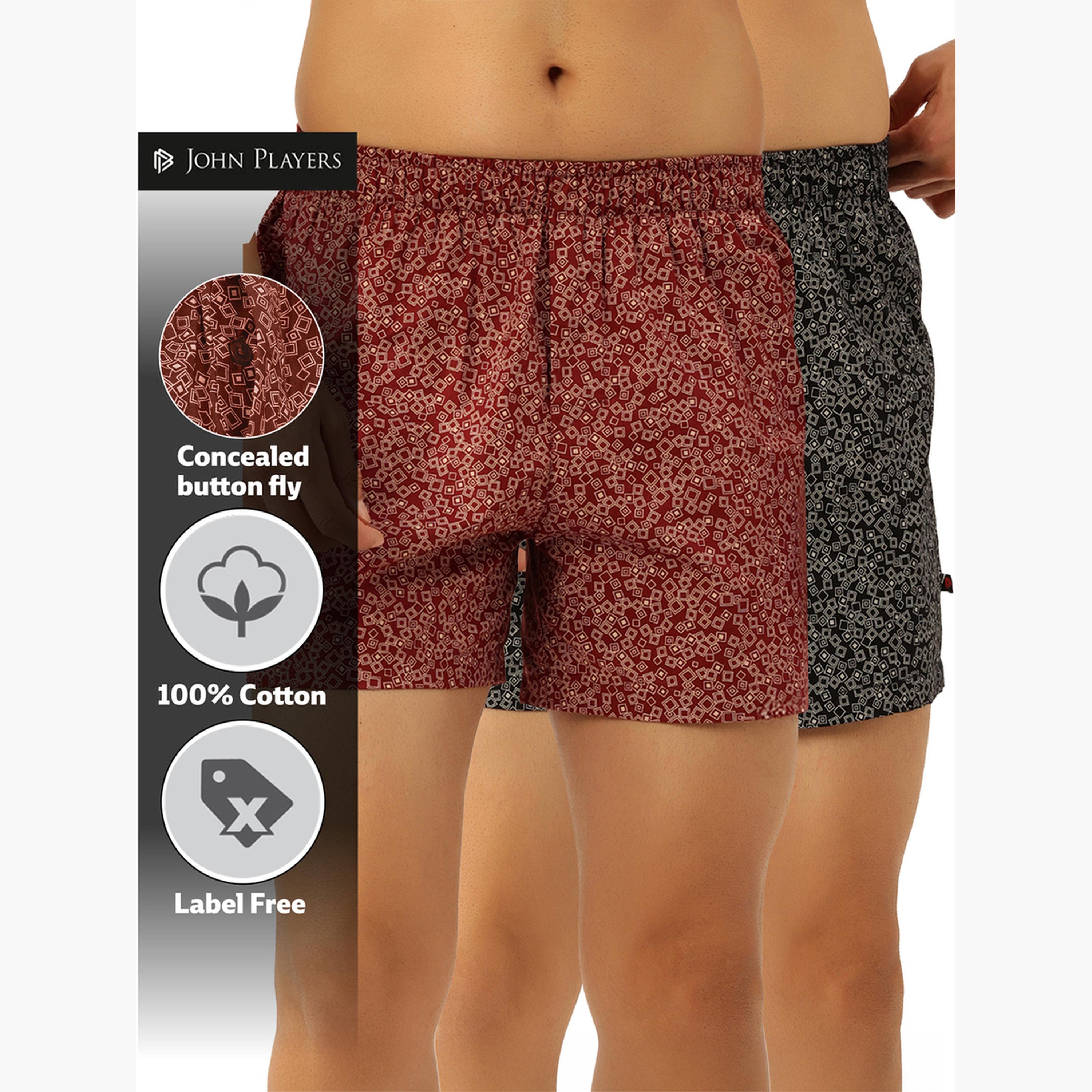 John Player Pack of 2 - Cotton  Geometric Print Boxers-men-clothing-innerwear-underwear-image-2