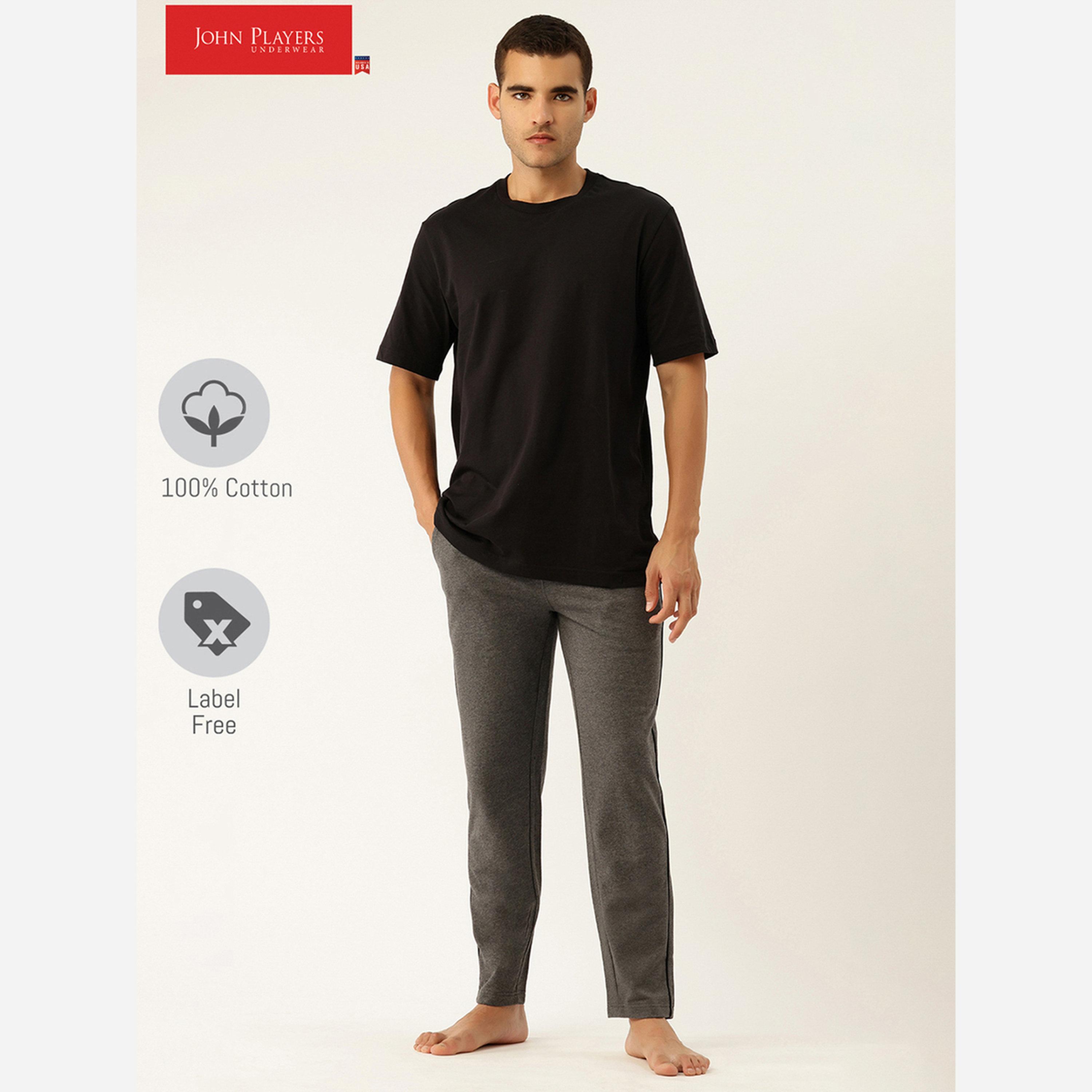 جون بلاير - بنطال رجالي قطن الون رمادي داكن مزين بحواف-men-clothing-nightwear-pyjamaandshorts-image-2