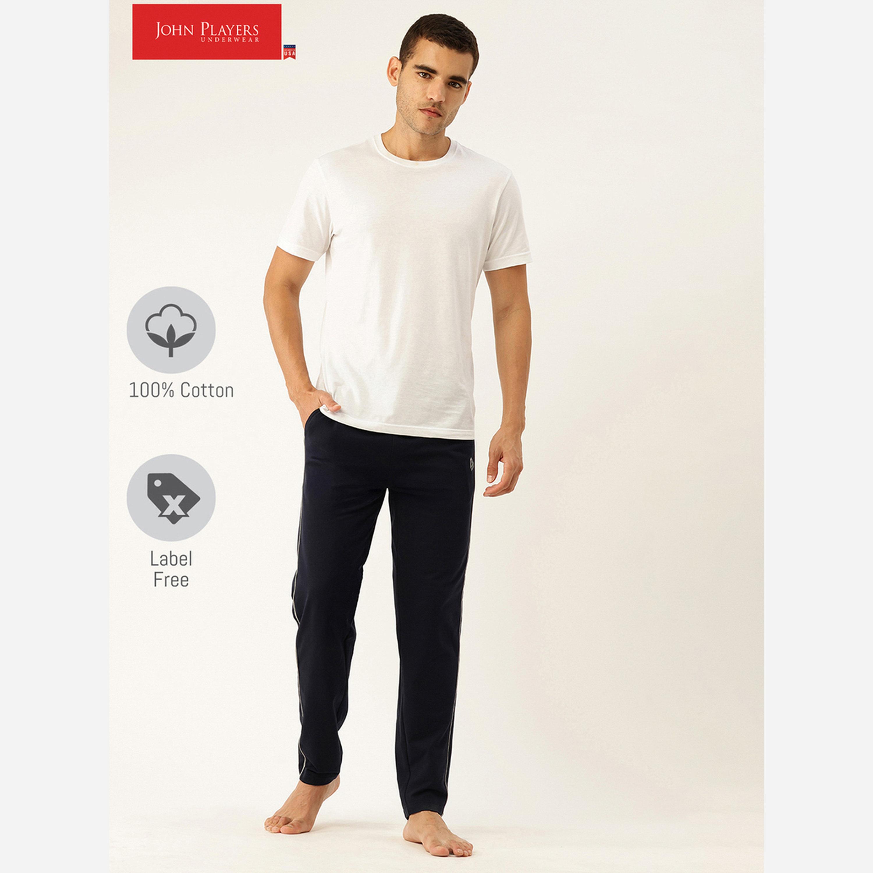 John Player Men Navy Cotton Pants with Piping-men-clothing-nightwear-pyjamaandshorts-image-2