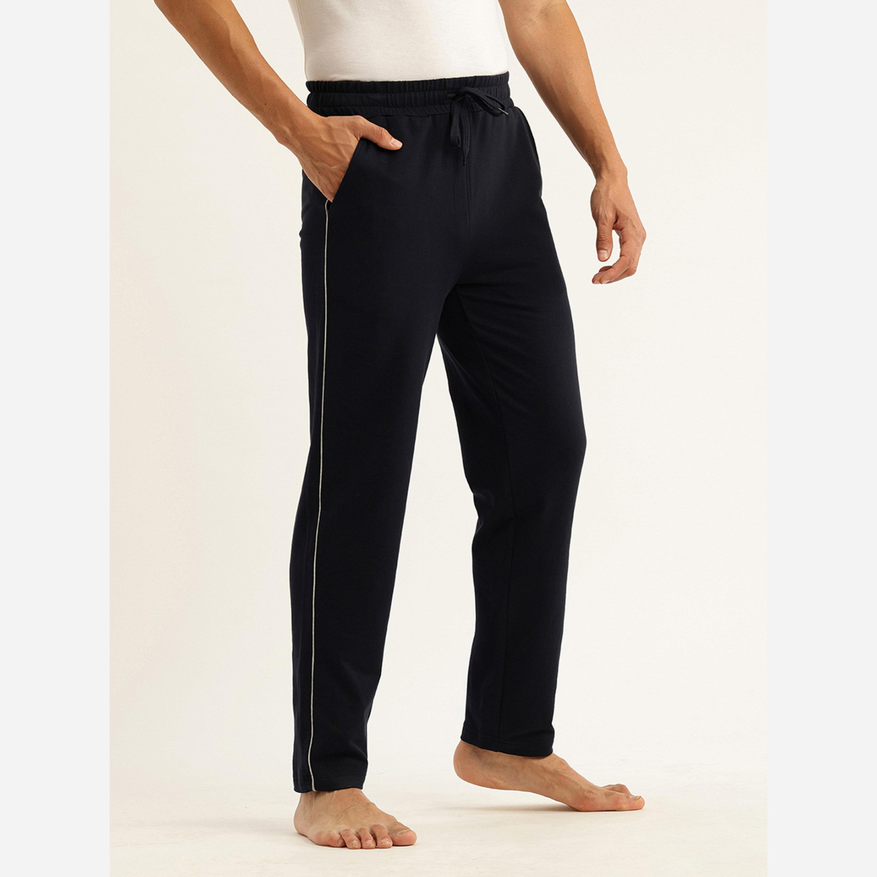 جون بلاير - بنطال رجالي لون كحلي قطن مع حواف مزخرفة-men-clothing-nightwear-pyjamaandshorts-image-3