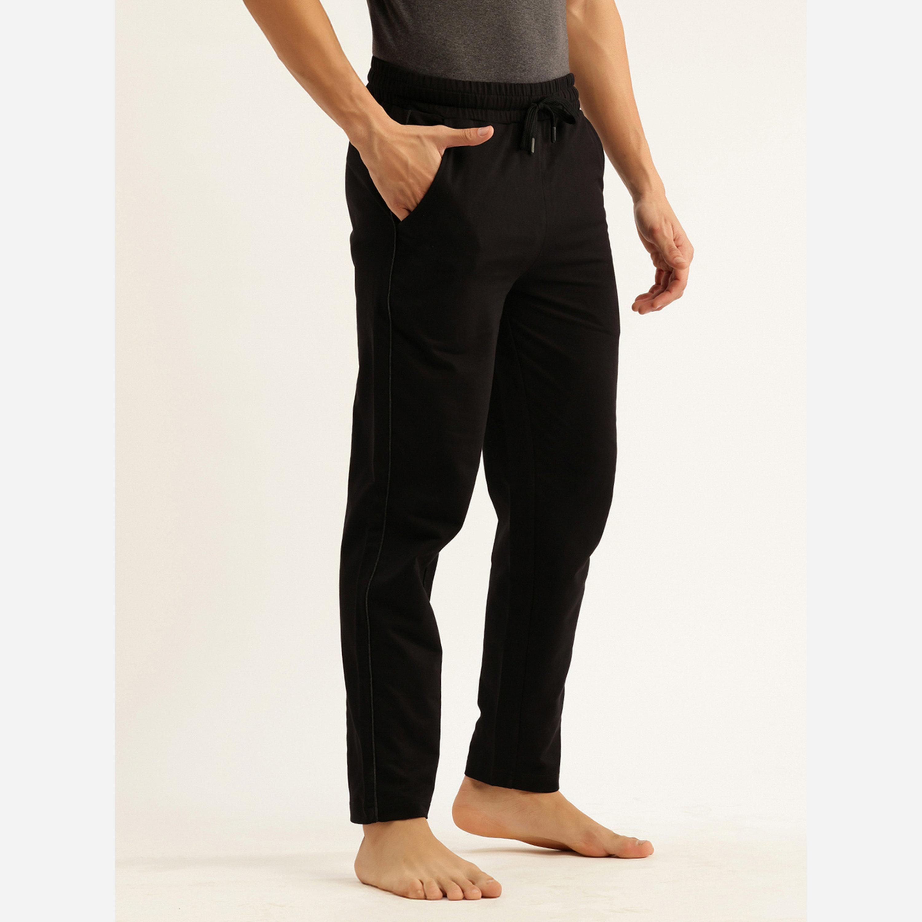 جون بلاير - بنطال رجالي لون أسود قطن مع حواف مزخرفة-men-clothing-nightwear-pyjamaandshorts-image-3