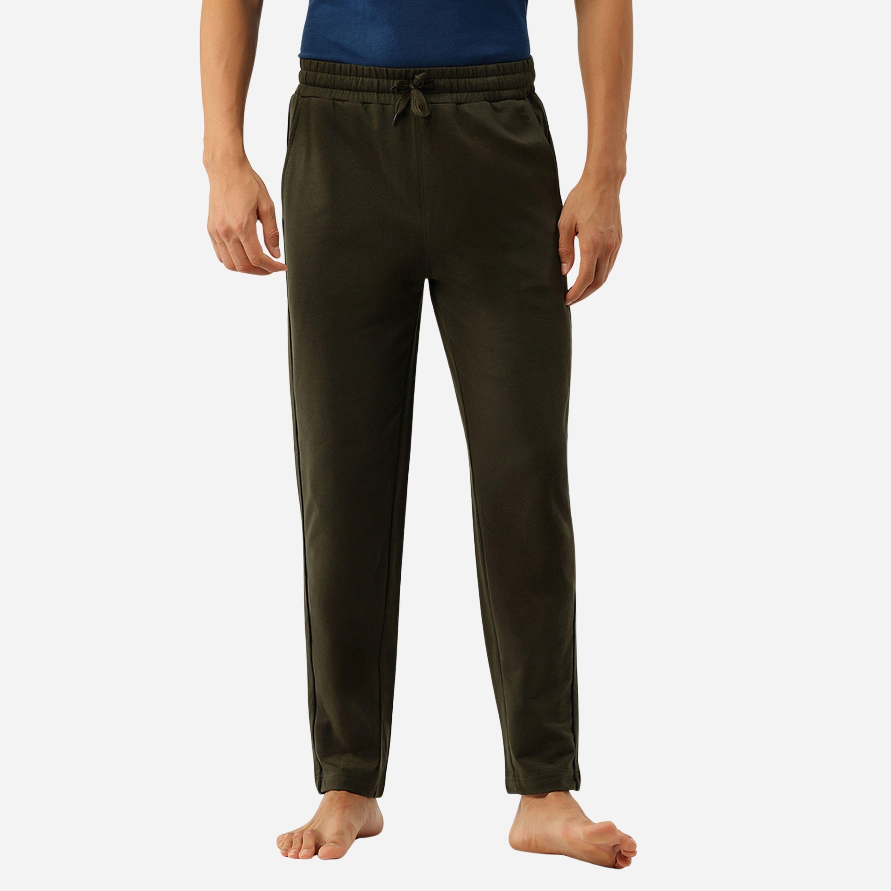 جون بلاير - بنطال رجالي قطن لون أخضر داكن مزين بحواف-men-clothing-nightwear-pyjamaandshorts-image-1
