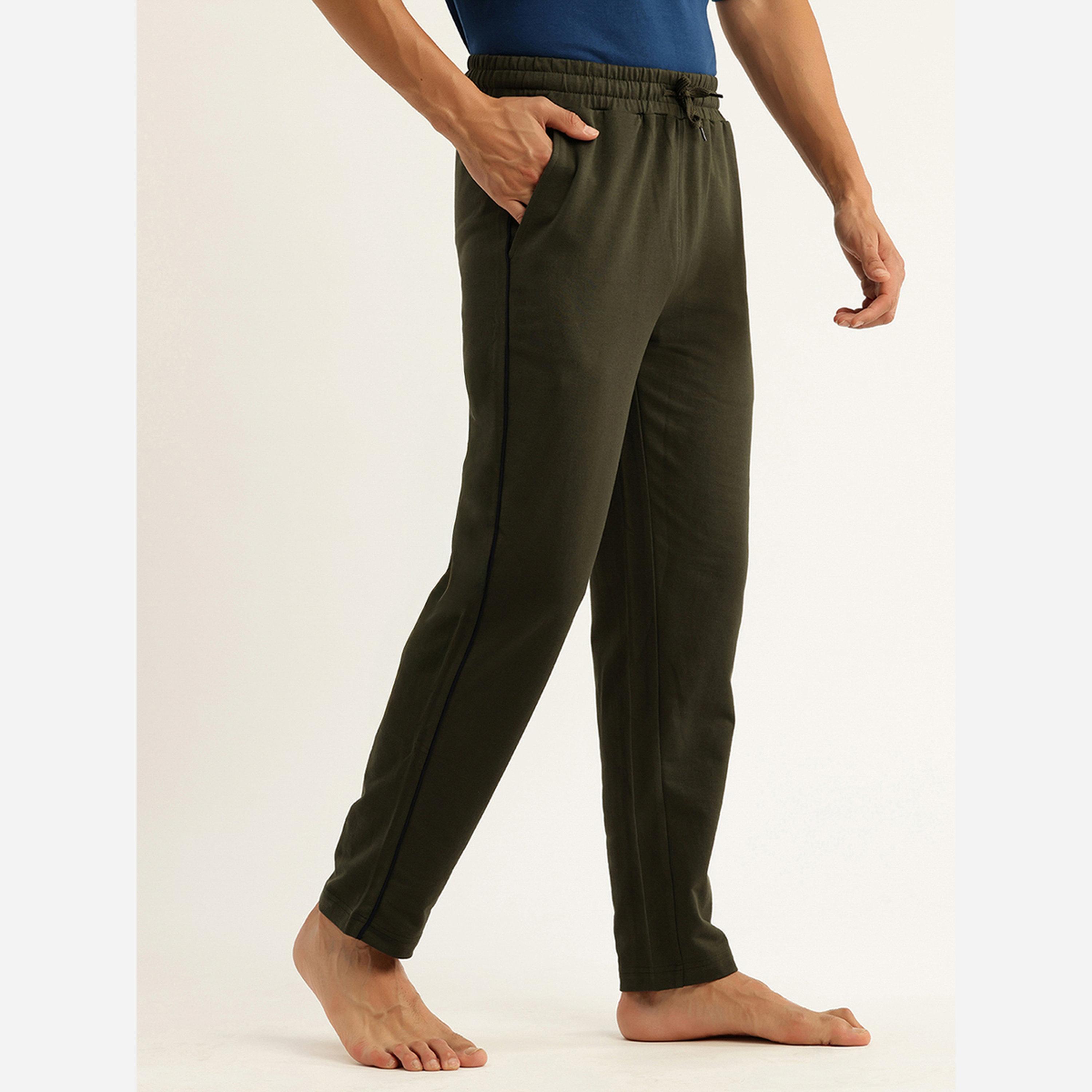 John Player Men Dark Green Cotton Pants with Piping-men-clothing-nightwear-pyjamaandshorts-image-3