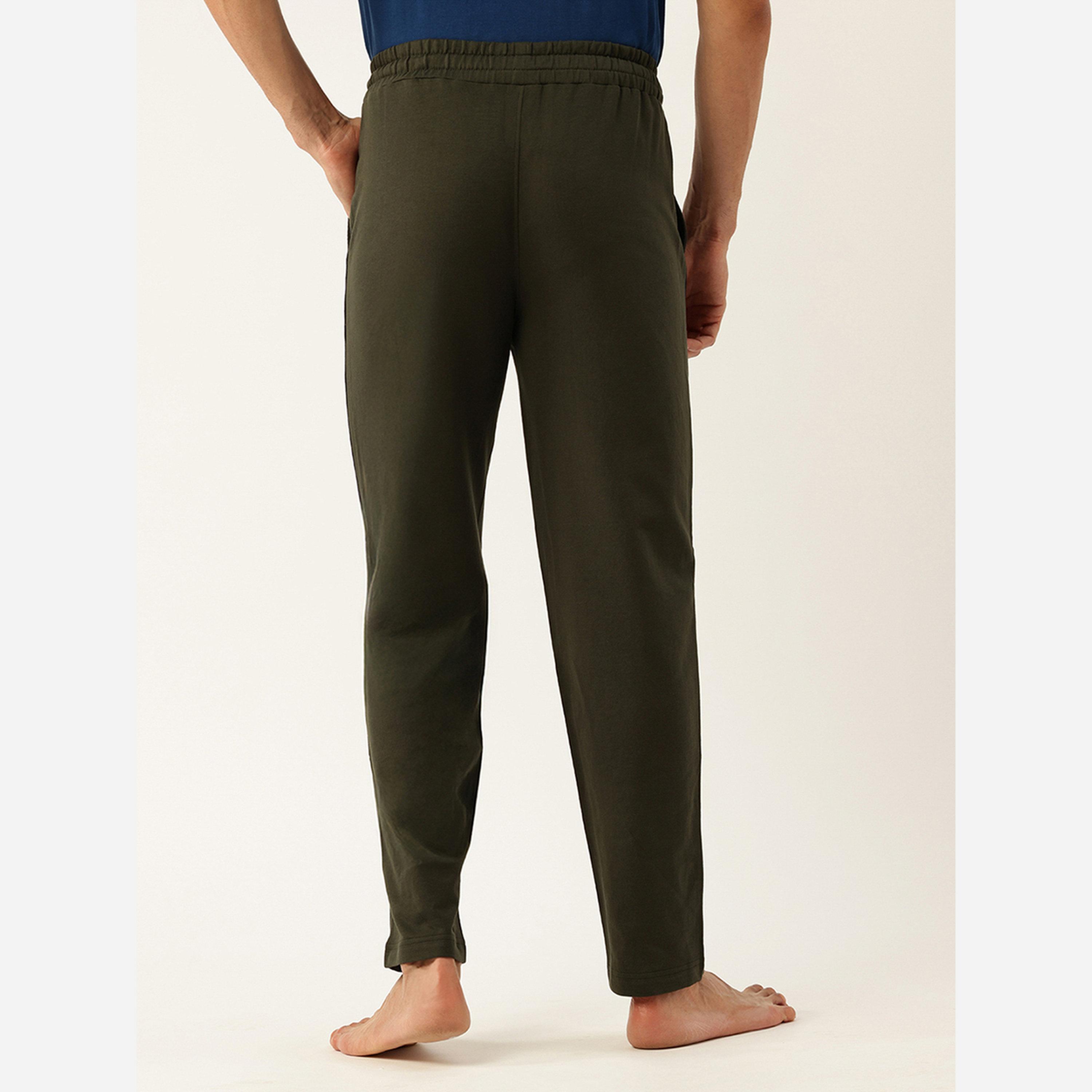 جون بلاير - بنطال رجالي قطن لون أخضر داكن مزين بحواف-men-clothing-nightwear-pyjamaandshorts-image-5