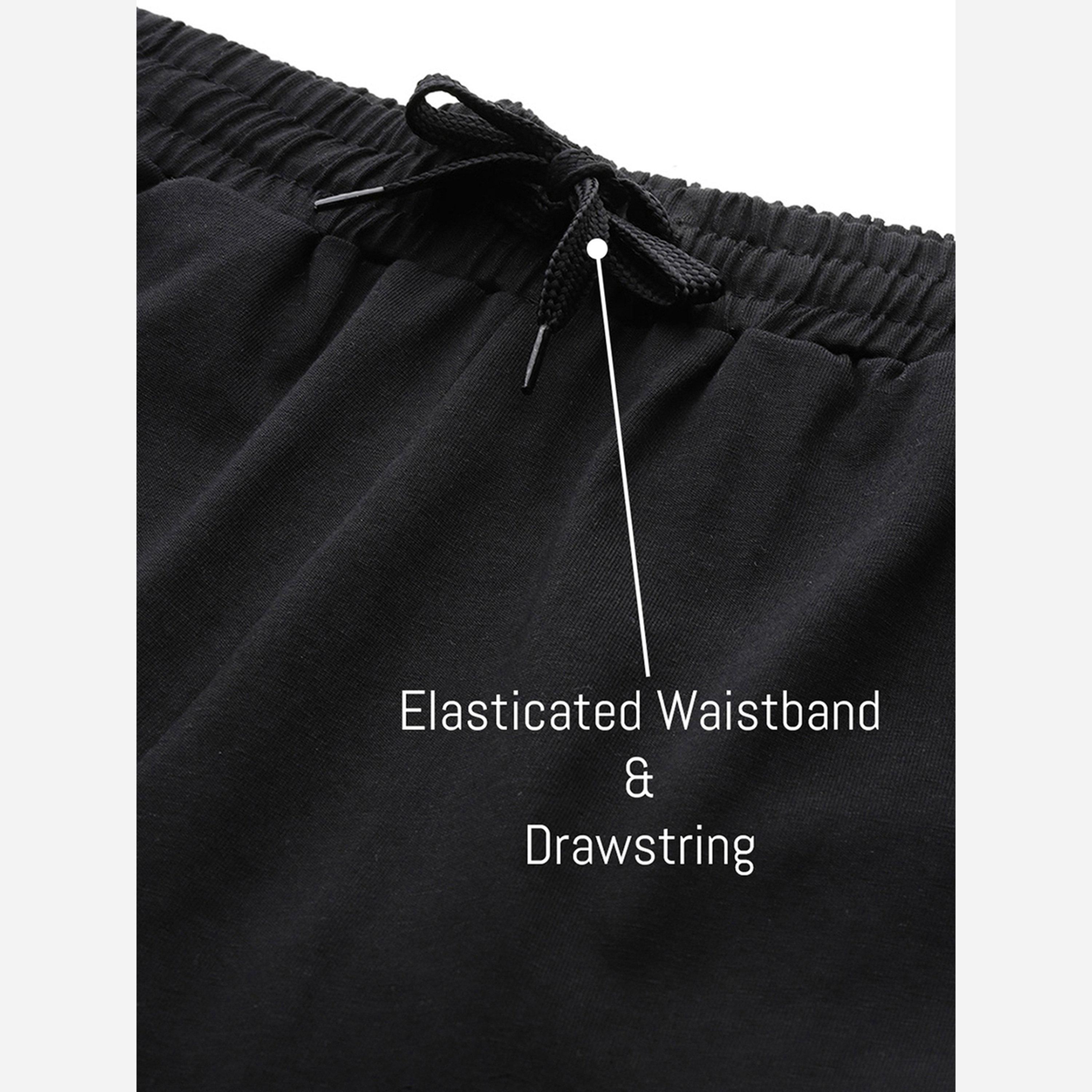 John Player Men Black Plain Cotton Joggers with Drawstring-men-clothing-bottoms-joggers-image-5