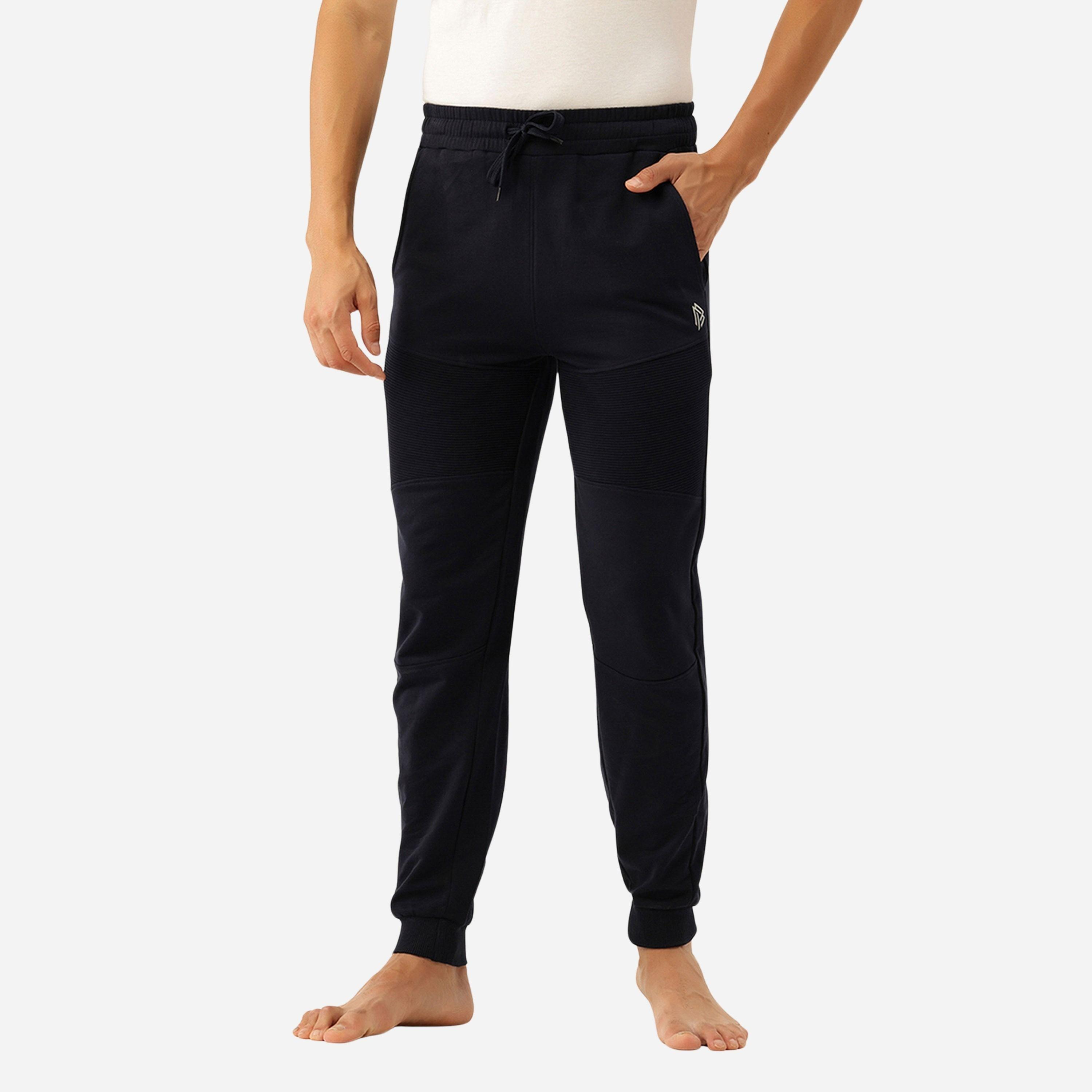 John Player Men Navy Blue Plain Cotton Joggers-men-clothing-nightwear-pyjamaandshorts-image-1