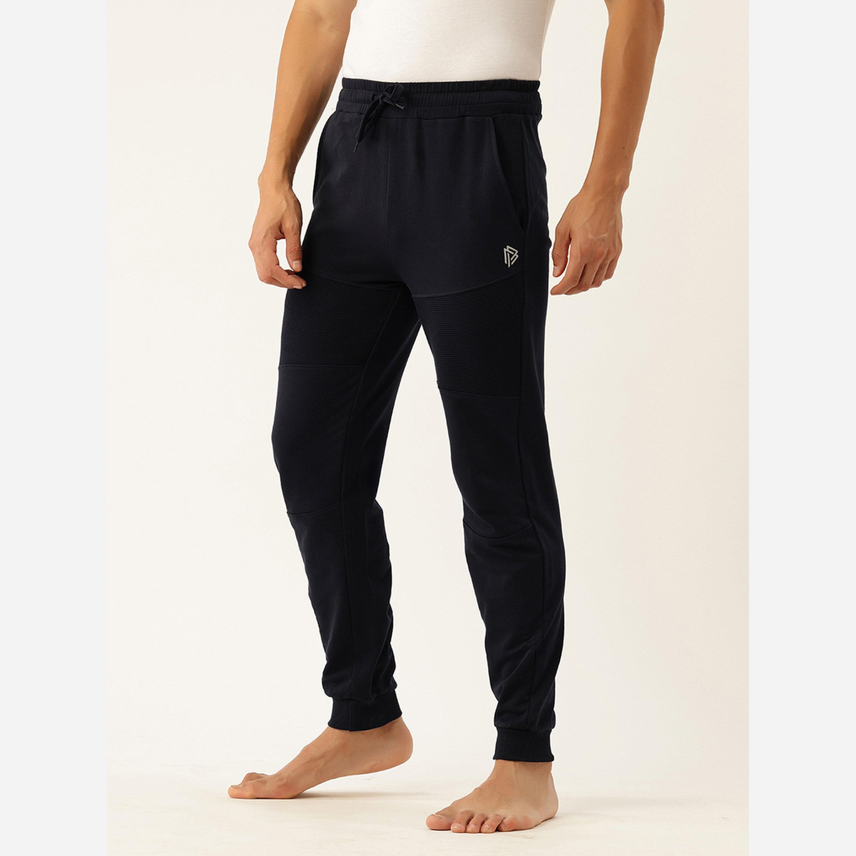 John Player Men Navy Blue Plain Cotton Joggers-men-clothing-nightwear-pyjamaandshorts-image-4