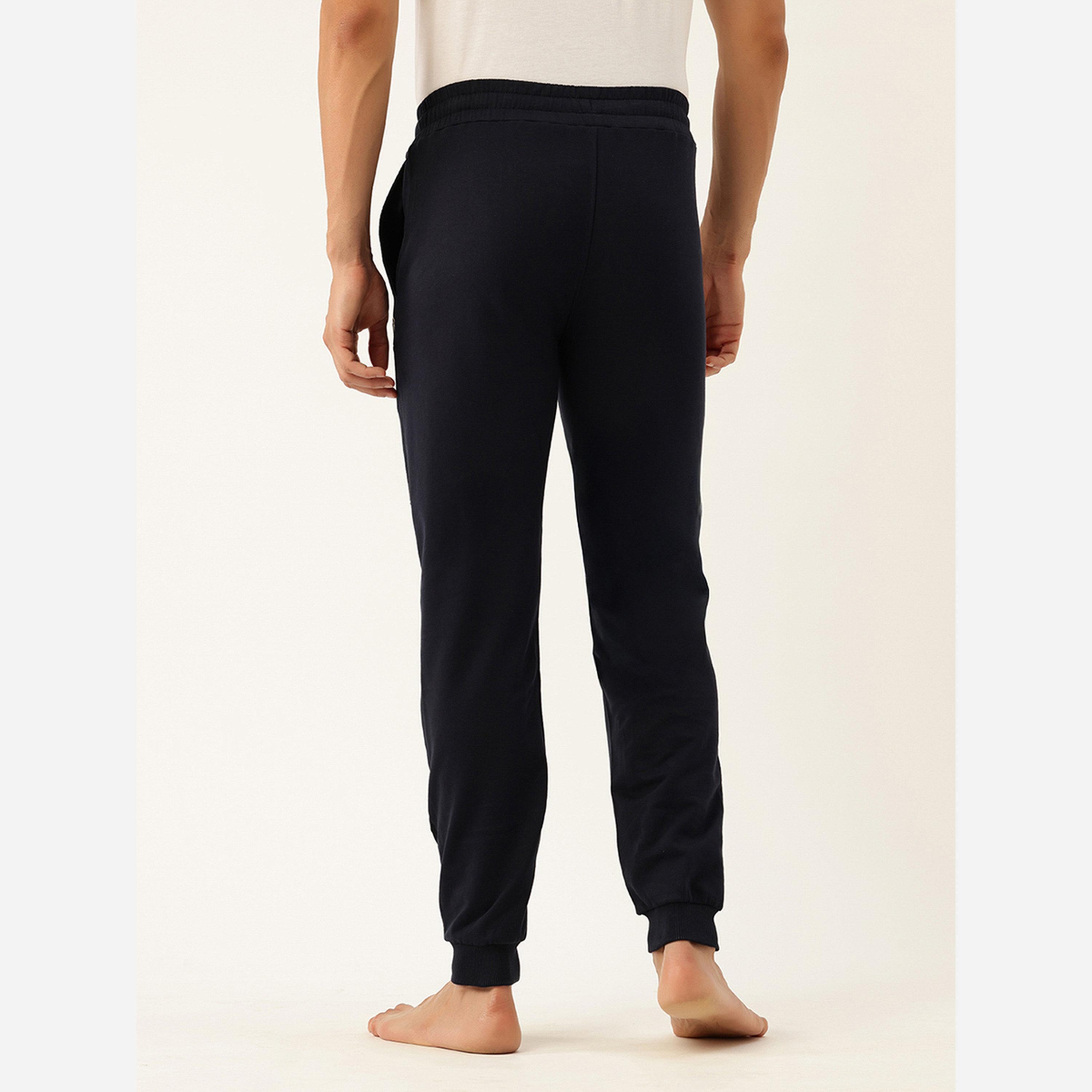 John Player Men Navy Blue Plain Cotton Joggers-men-clothing-nightwear-pyjamaandshorts-image-5
