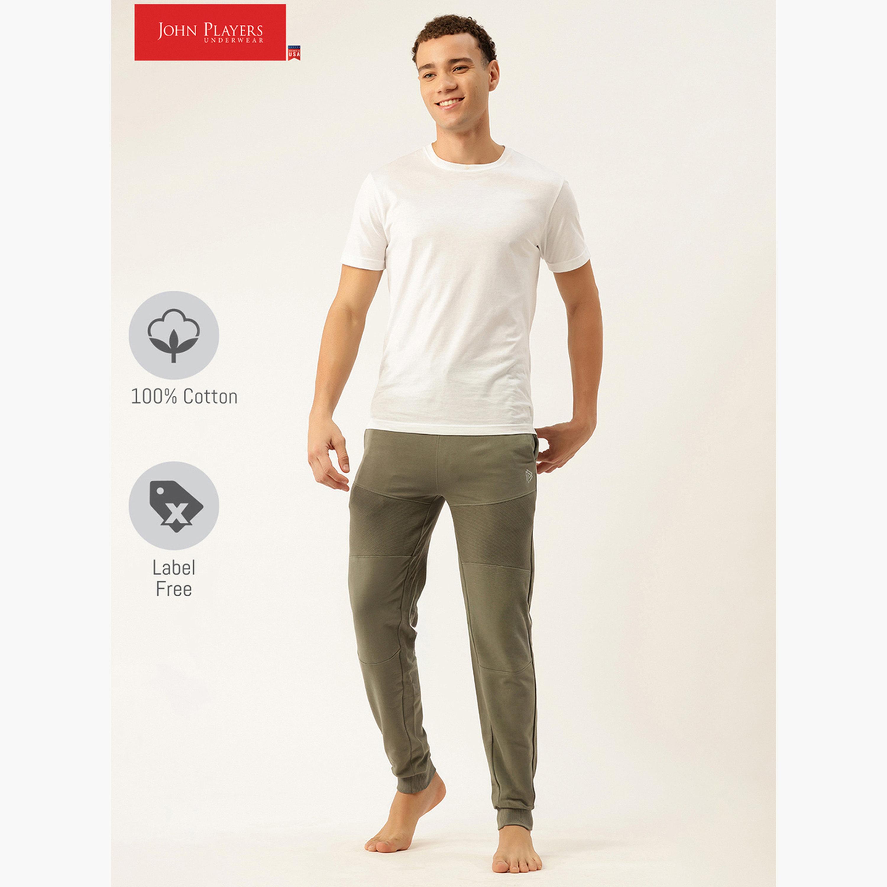 John Player Men Cotton Joggers with Front Panel-men-clothing-nightwear-pyjamaandshorts-image-2