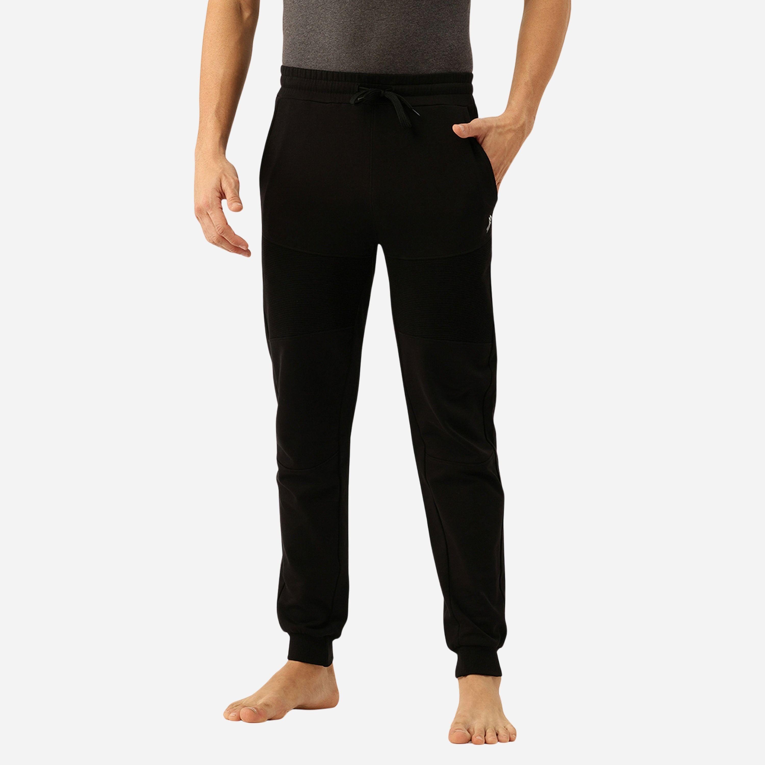 John Player Men Black Cotton Cuffed Joggers-men-clothing-nightwear-pyjamaandshorts-image-1