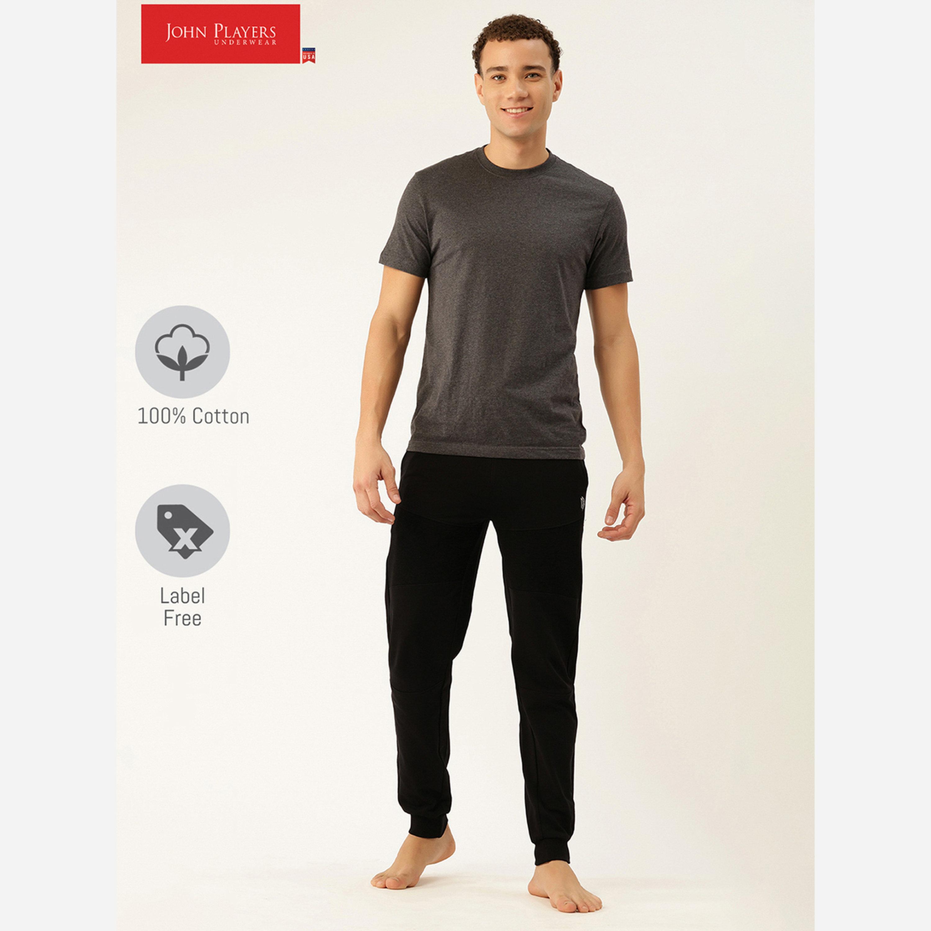 جون بلاير - بنطال رياضي رجالي لون أسود قطن بأساور-men-clothing-nightwear-pyjamaandshorts-image-2