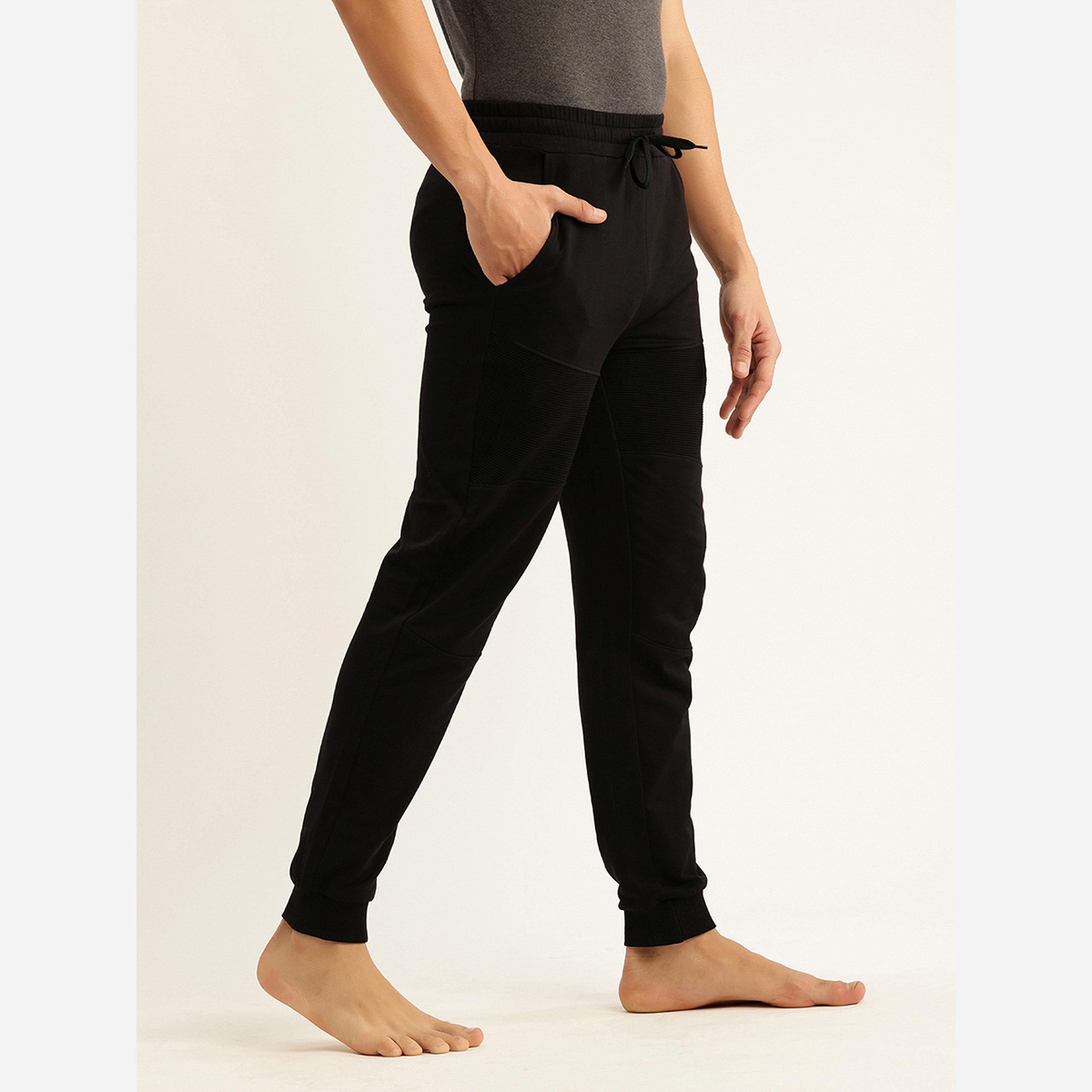 John Player Men Black Cotton Cuffed Joggers-men-clothing-nightwear-pyjamaandshorts-image-3