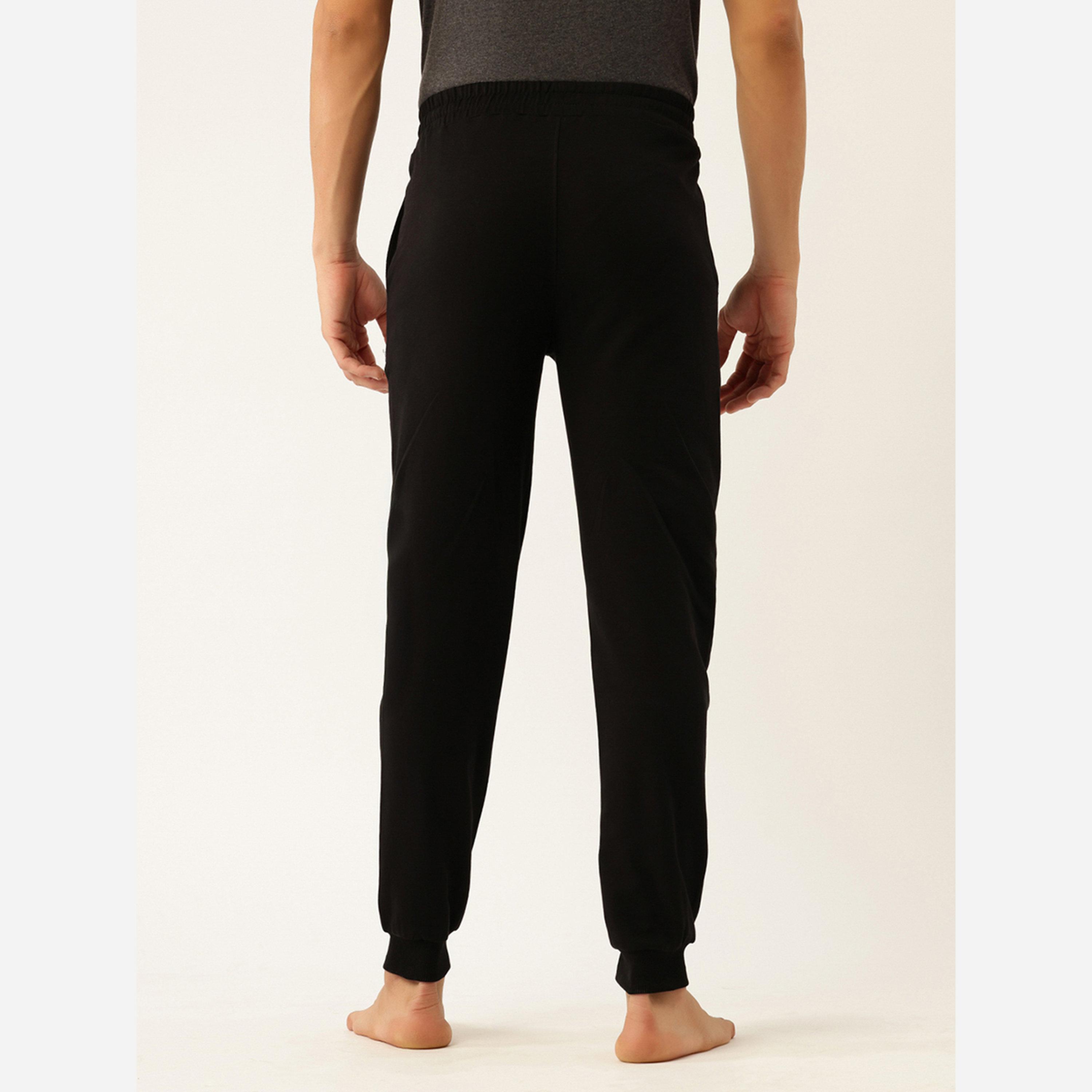 John Player Men Black Cotton Cuffed Joggers-men-clothing-nightwear-pyjamaandshorts-image-5