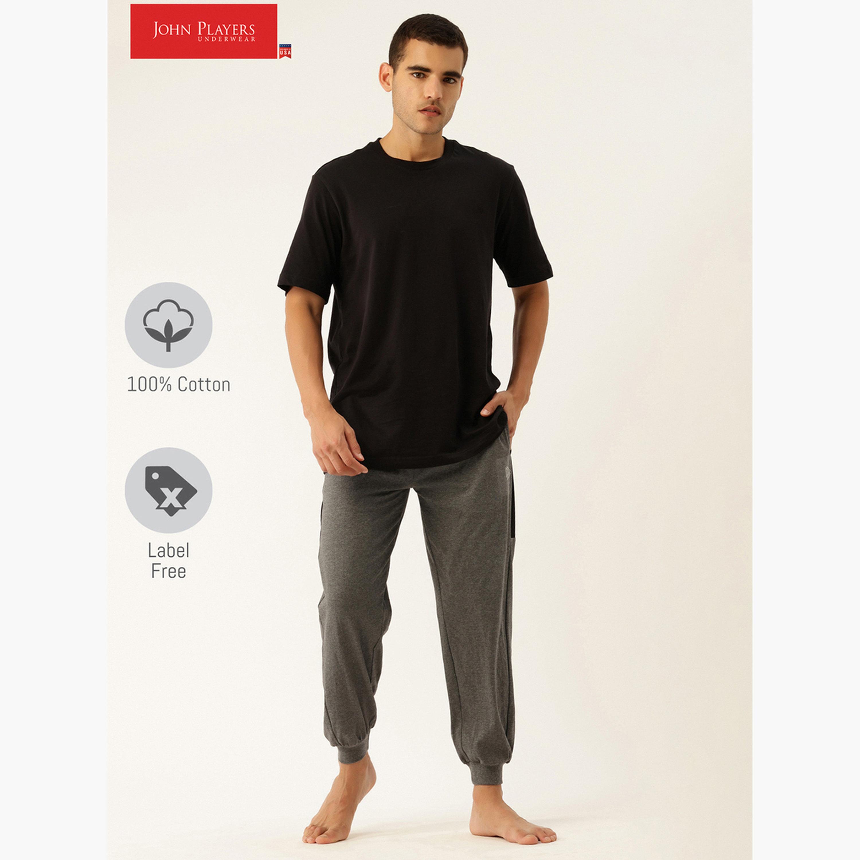 John Player Men Cotton Joggers with Side Panel-men-clothing-nightwear-pyjamaandshorts-image-2