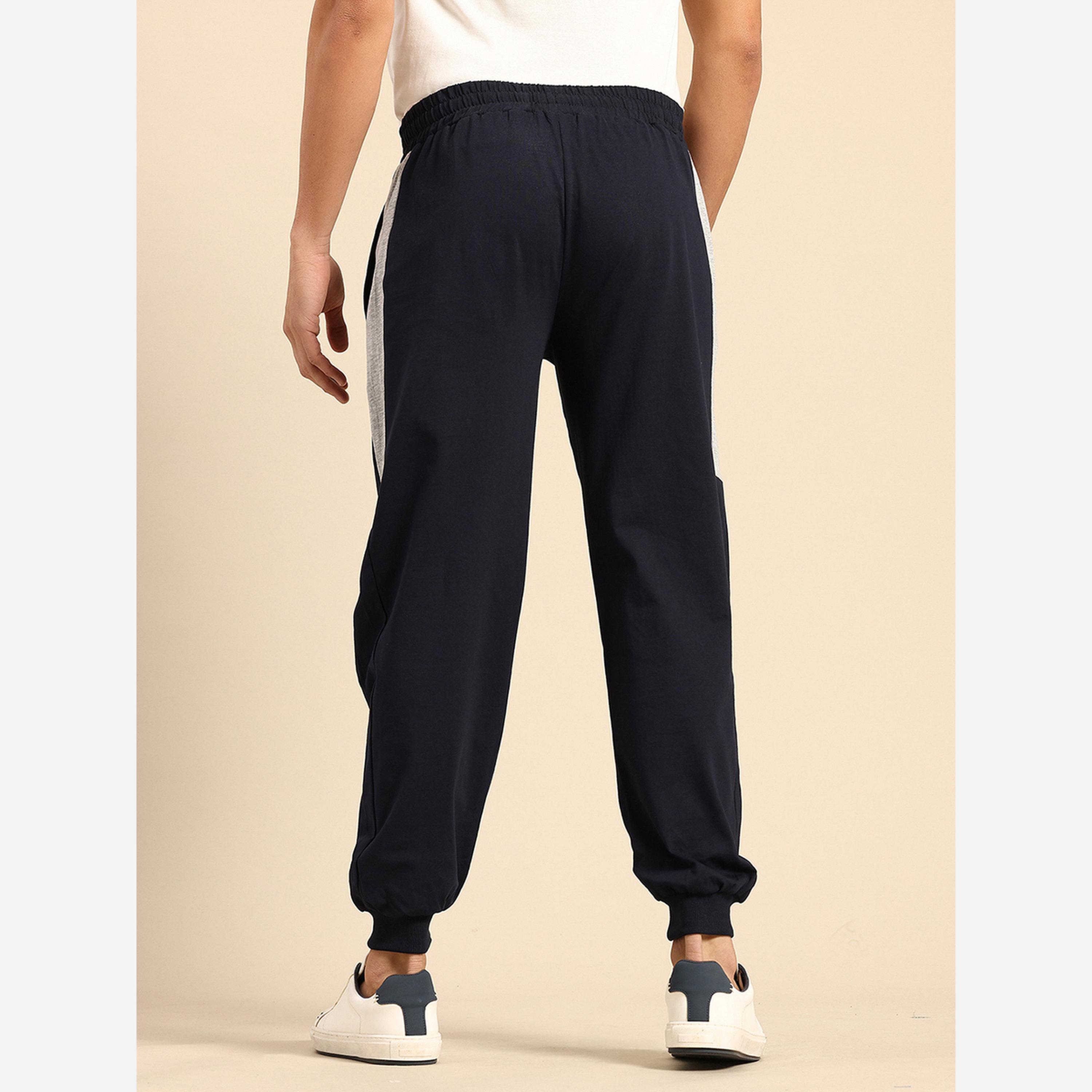 John Player Men Navy Cotton Joggers with Side Panel-men-clothing-bottoms-joggers-image-5