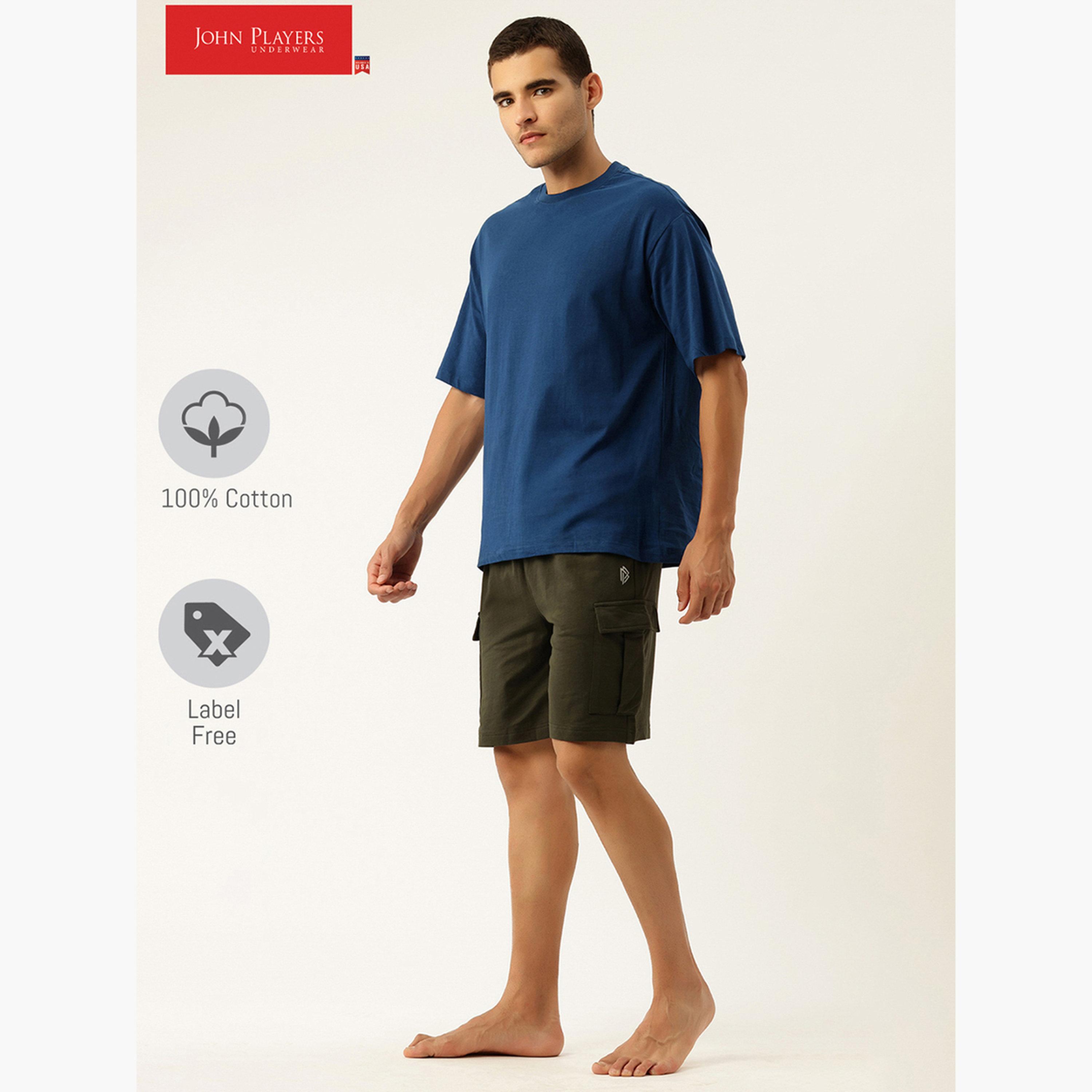 John Player Men Green Cotton Cargo Shorts-men-clothing-bottoms-shorts-image-2