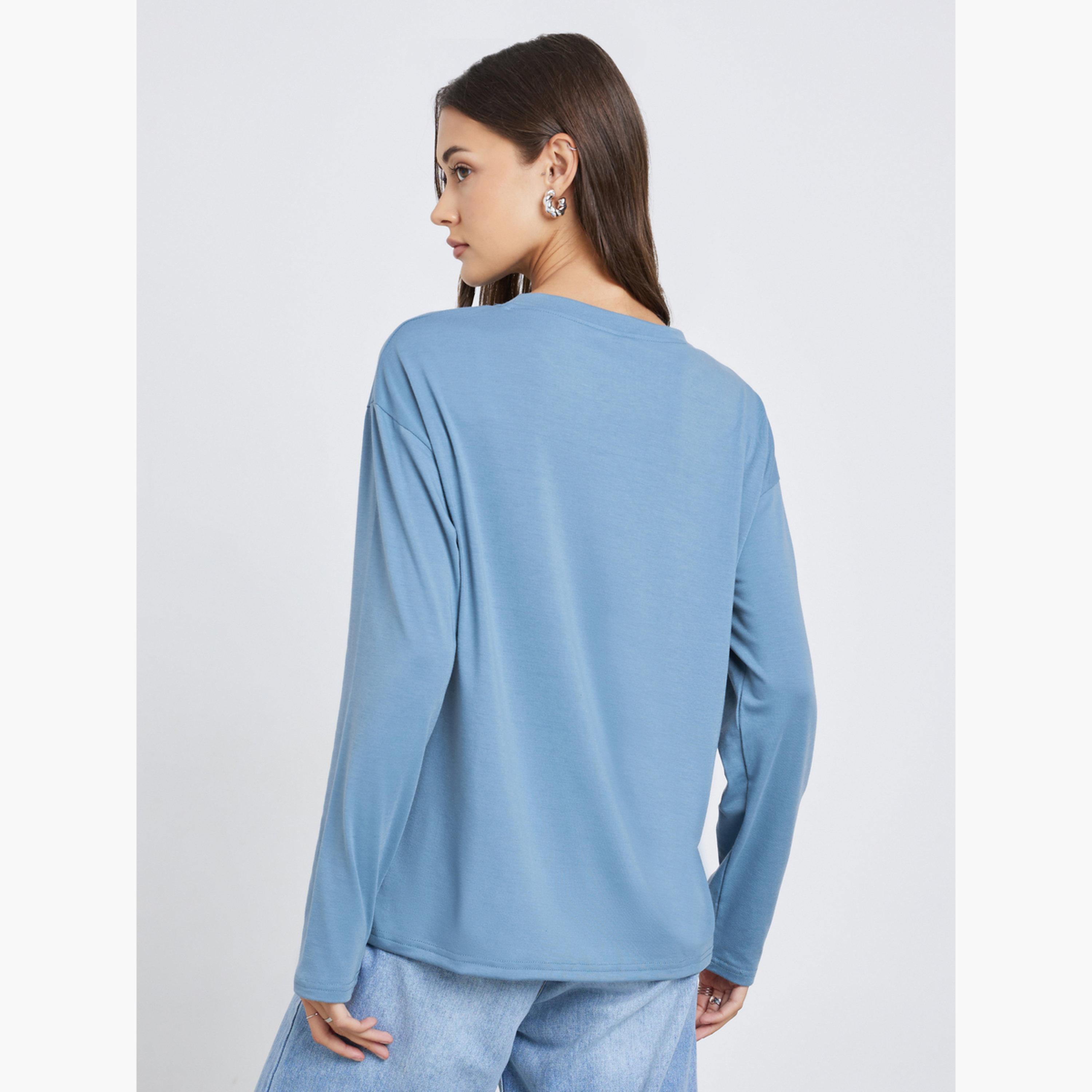 Styli Oversized Slogan Print Long Sleeve T-Shirt-women-clothing-tshirts-image-5