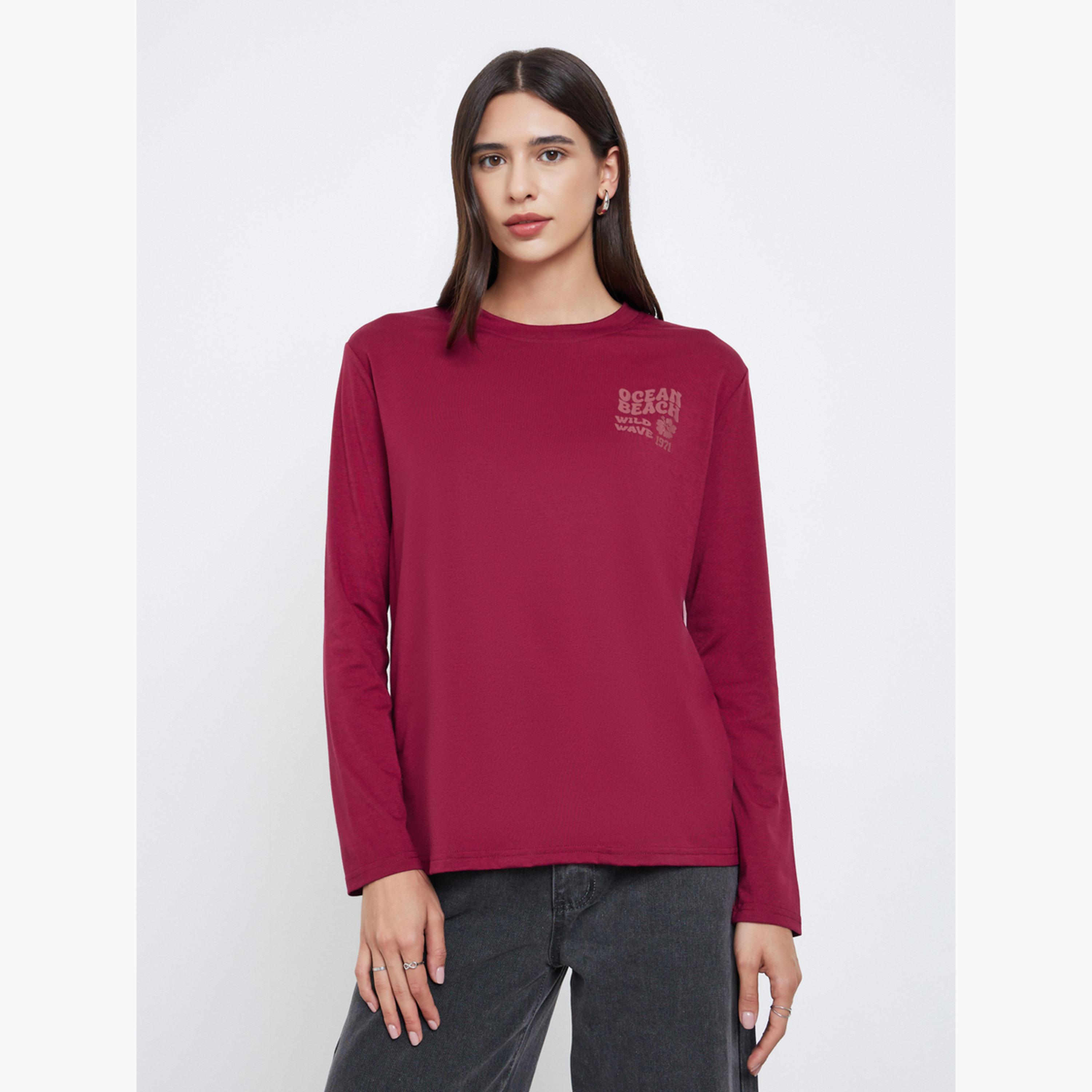 Styli Women Regular Fit T-shirt with Slogan Front and Back-women-clothing-tshirts-image-1