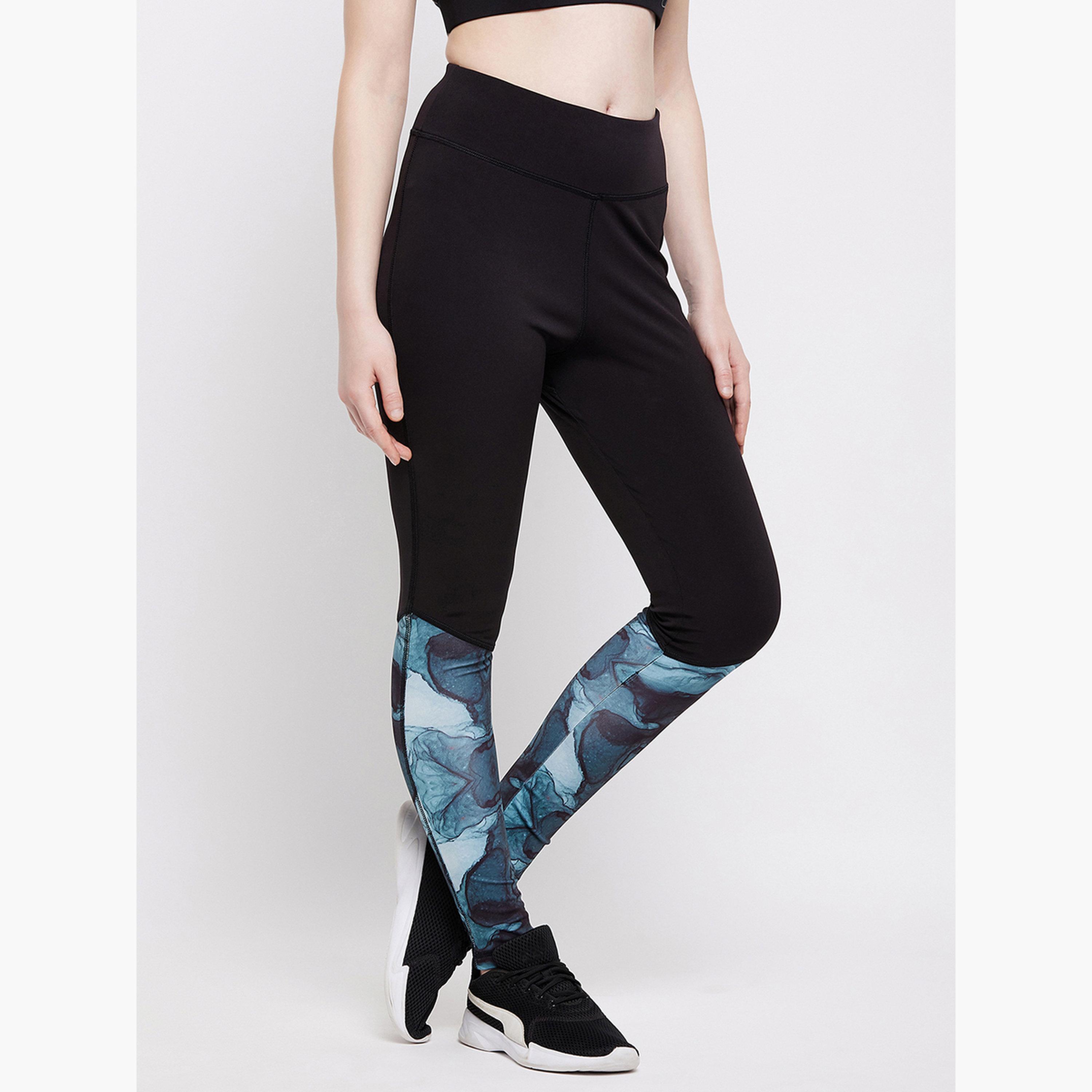 Clovia Women Snug Fit Marble Print Active Tights-women-clothing-bottoms-leggings-image-3