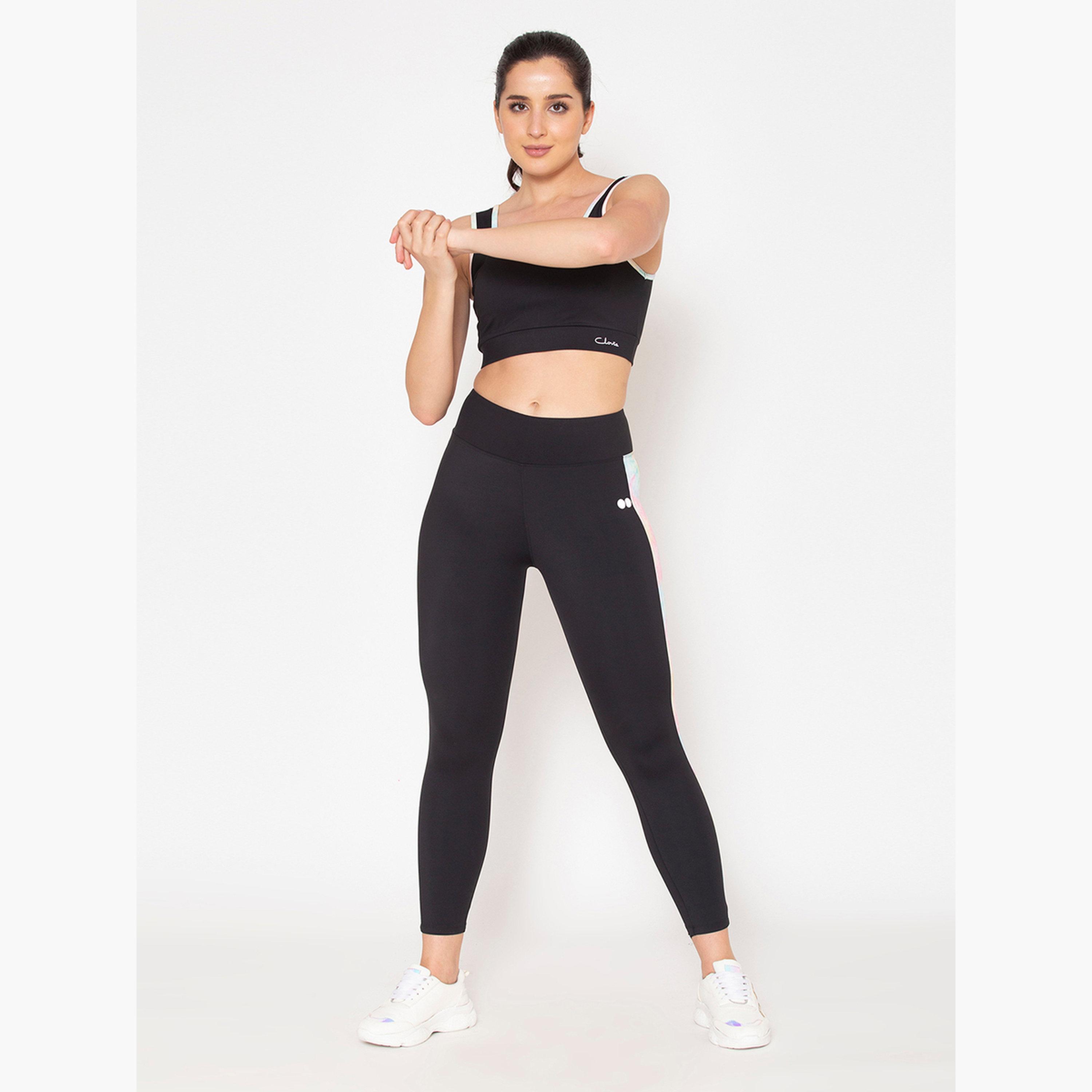 Clovia Women Printed Side Panel Snug Fit Active Tights-women-clothing-bottoms-leggings-image-2