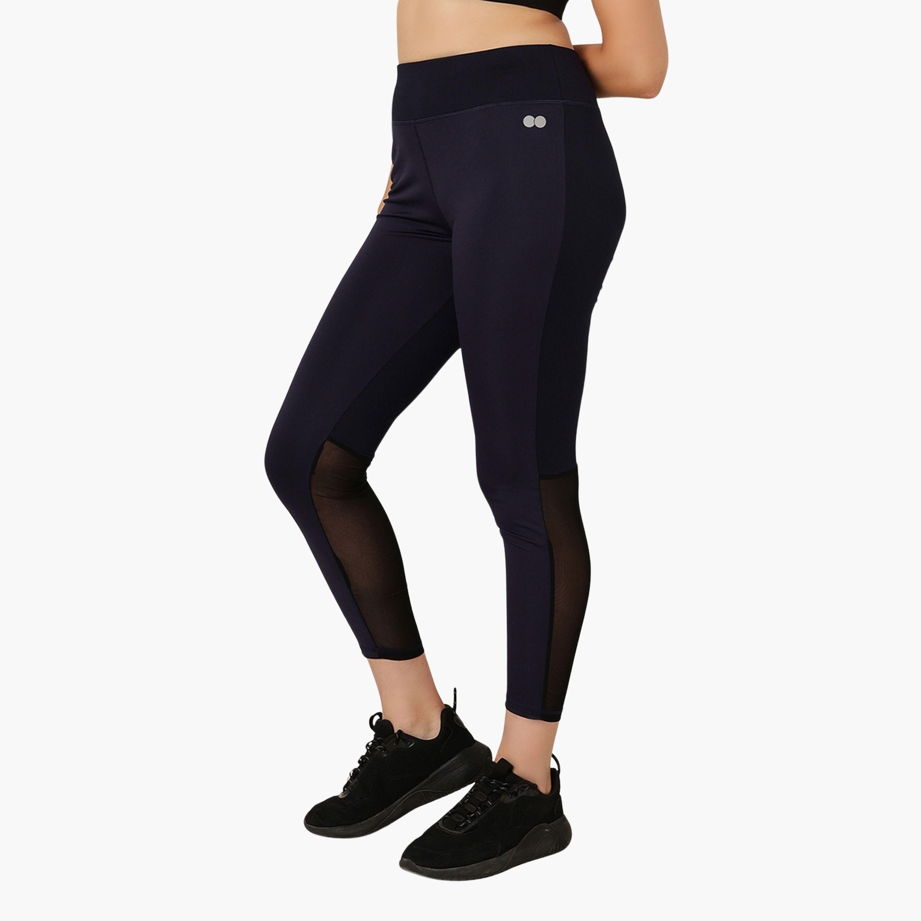 كلوفيا - فيزون (ليقنز) اكتيف ببطانة شبكية لون أزرق البحري-women-clothing-bottoms-leggings-image-1