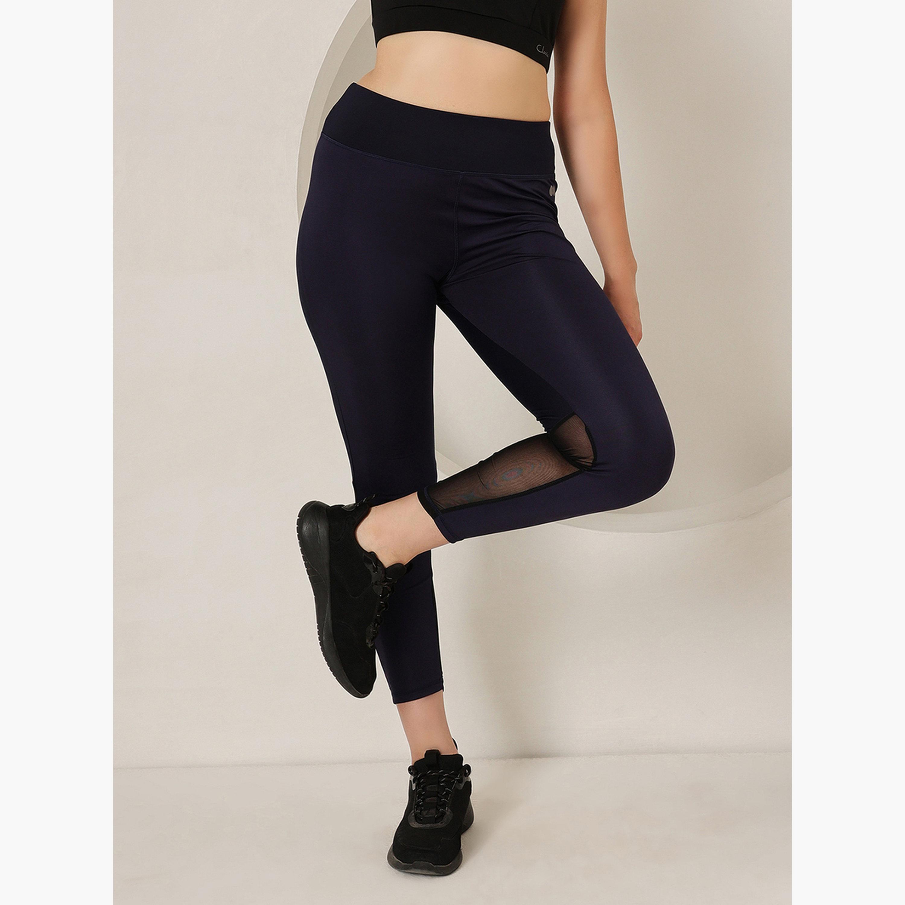 Clovia Women Navy Mesh Insert Active Tights-women-clothing-bottoms-leggings-image-3
