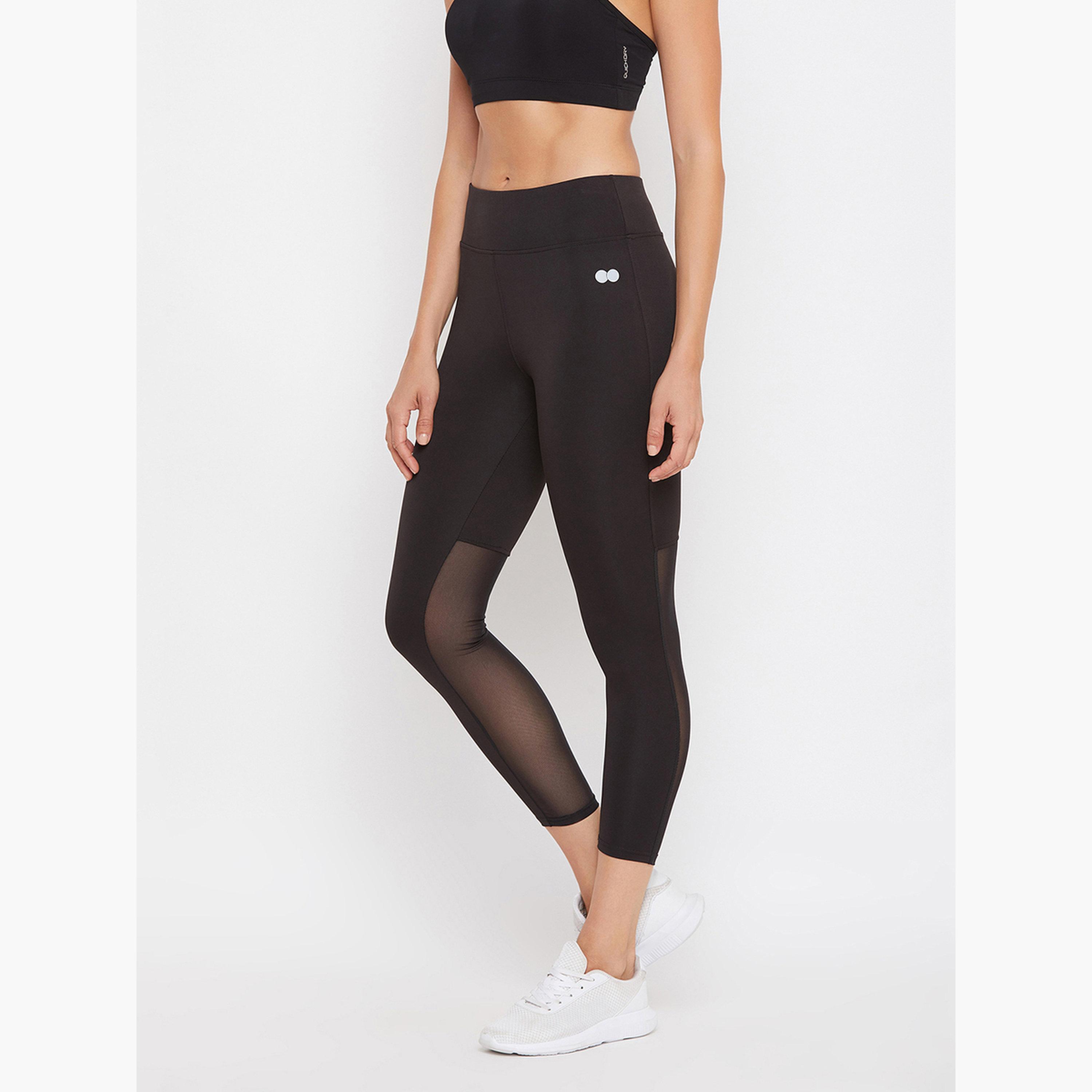 Clovia Women Black Mesh Insert Active Tights-women-clothing-bottoms-leggings-image-4