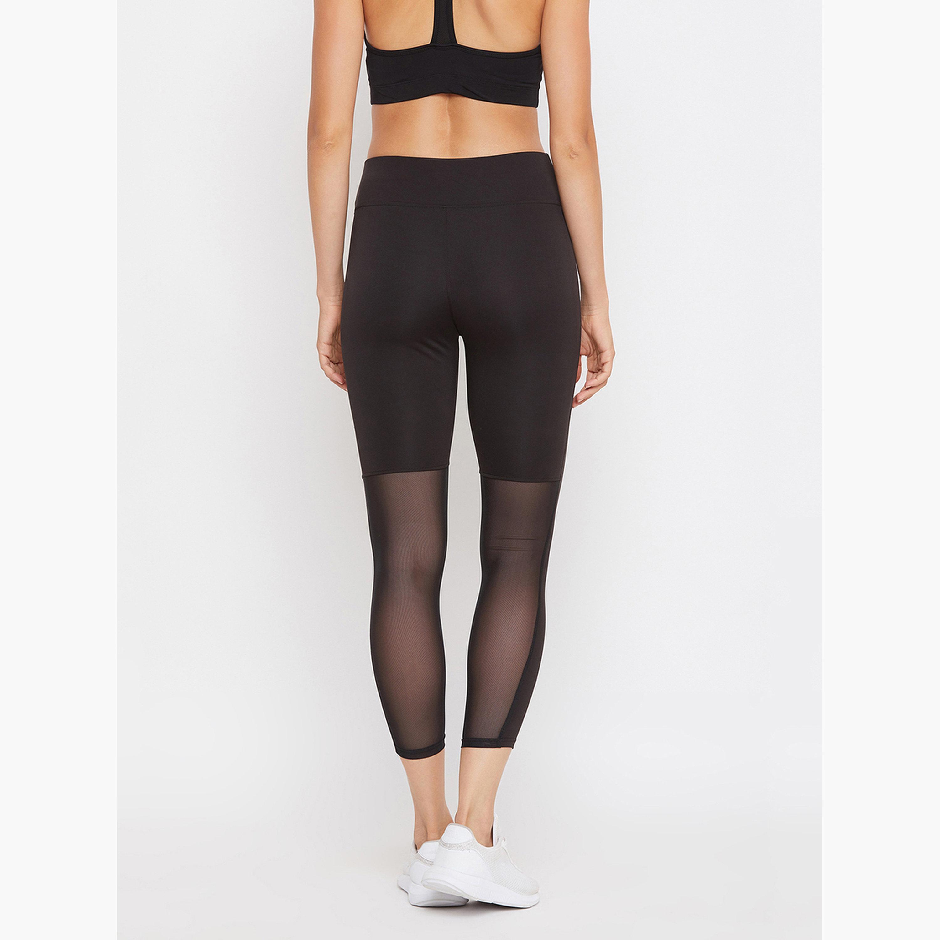 Clovia Women Black Mesh Insert Active Tights-women-clothing-bottoms-leggings-image-5