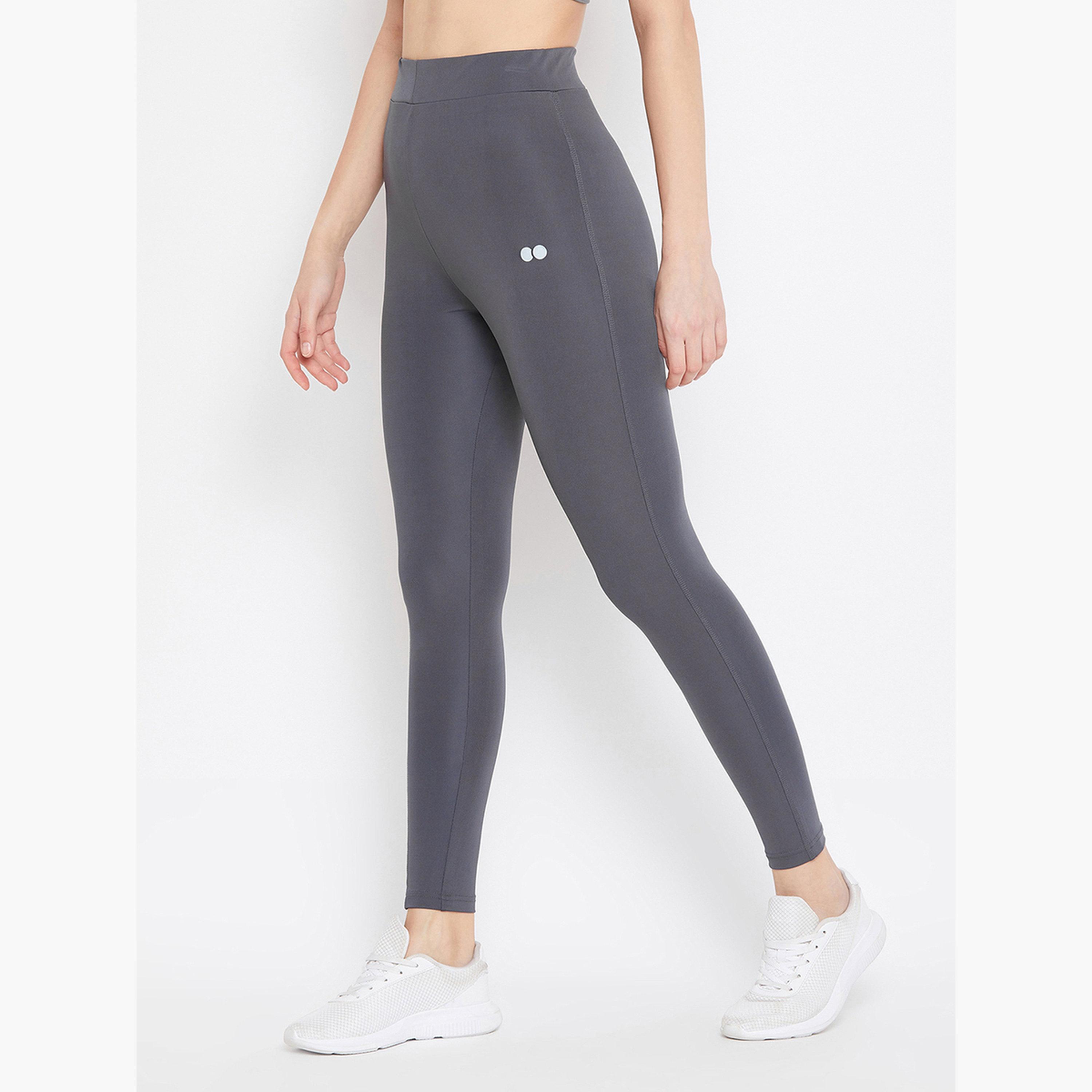 Clovia Grey Logo Detail Active Leggings-women-clothing-leggings-image-3