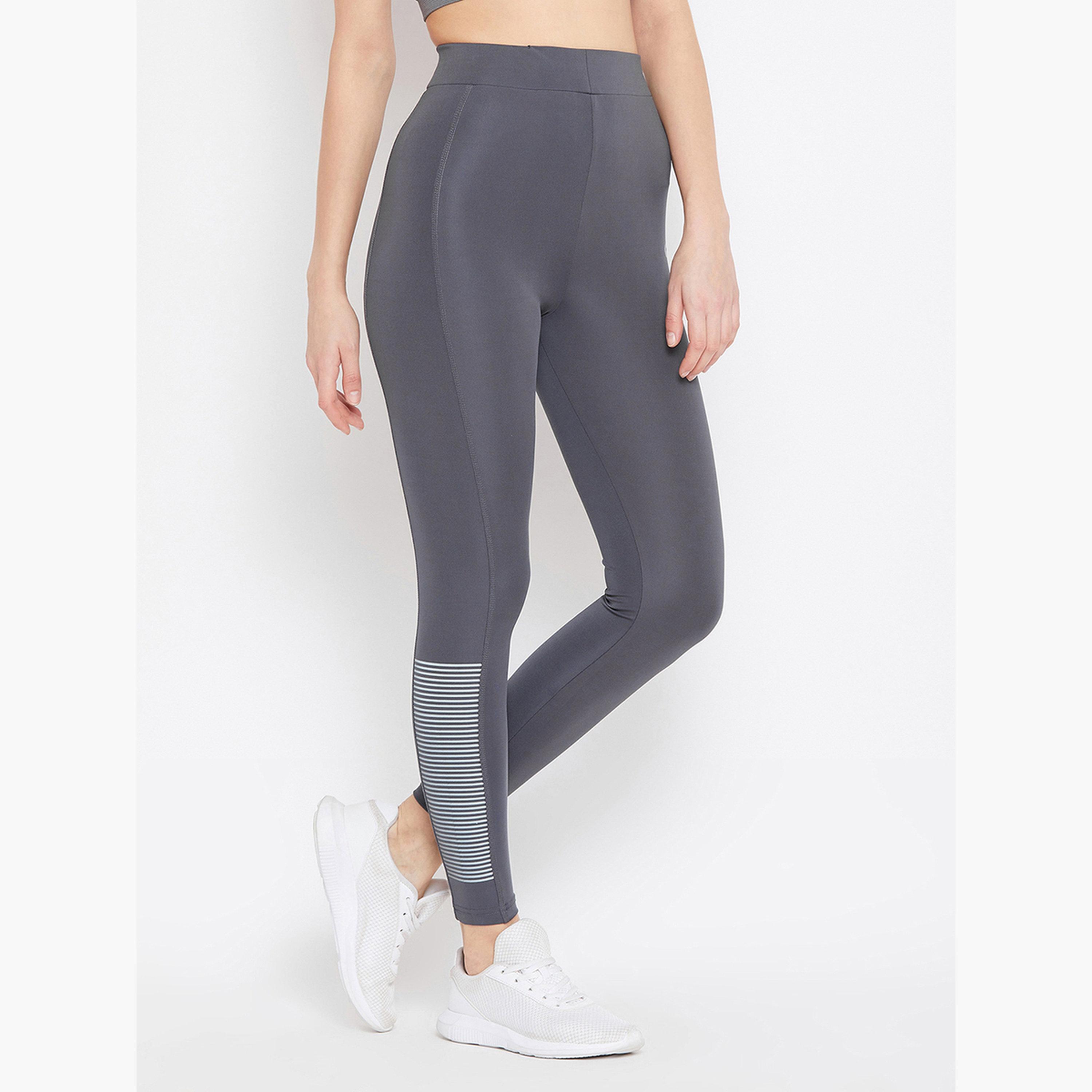 Clovia Grey Logo Detail Active Leggings-women-clothing-leggings-image-4