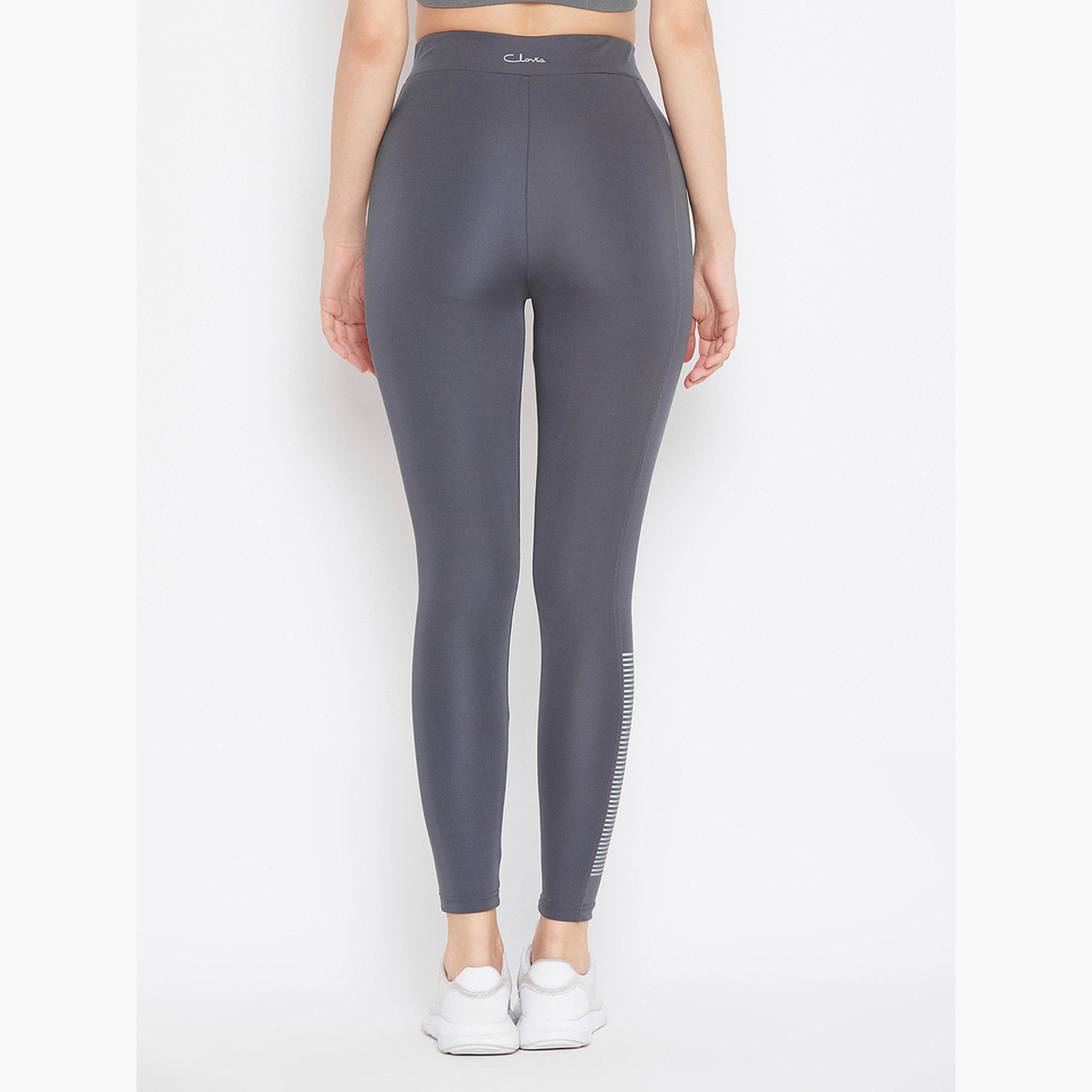 Clovia Grey Logo Detail Active Leggings-women-clothing-leggings-image-5