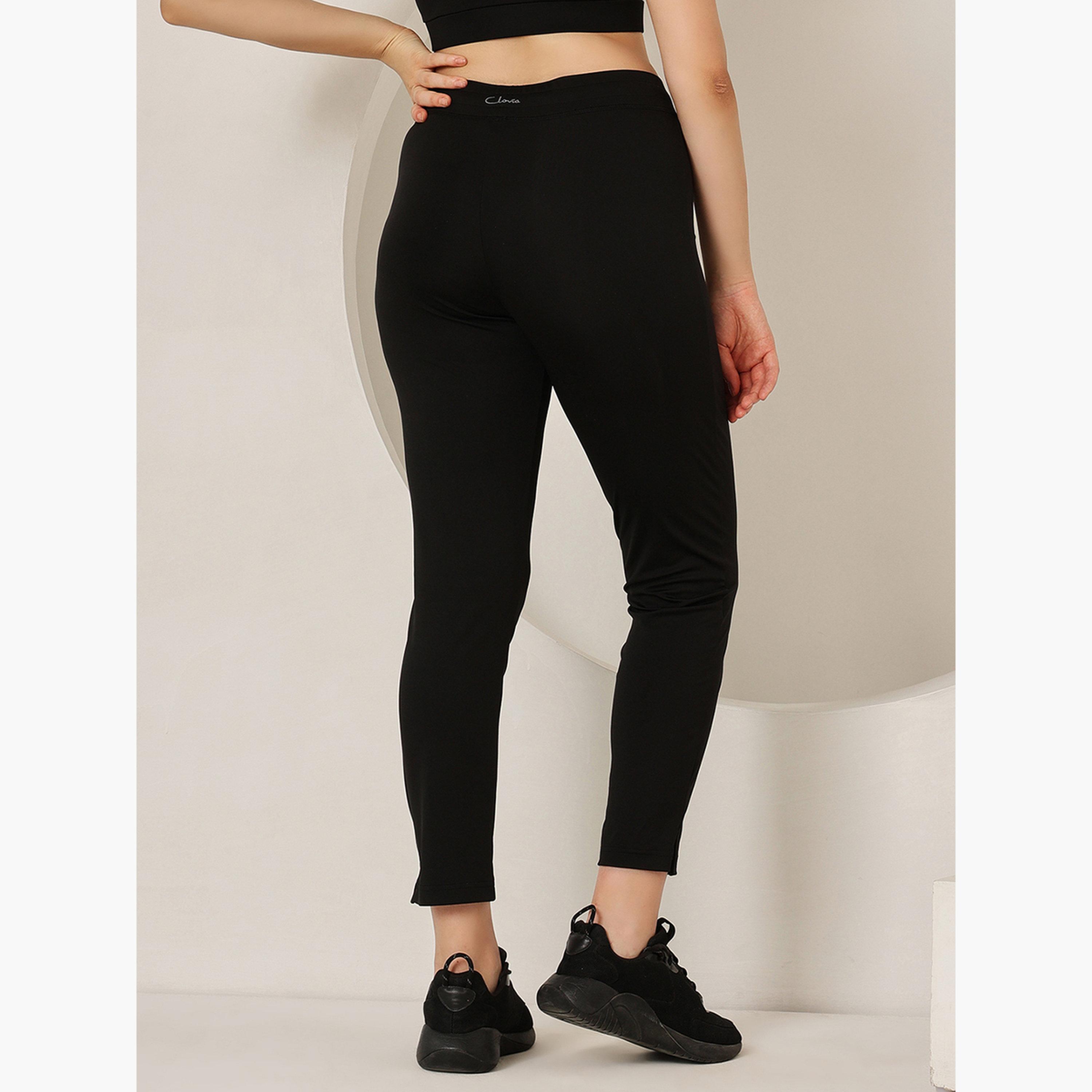 Clovia Black Snug Fit Active Straight Pants-women-clothing-sportswearandactivewear-bottoms-joggersandtrackpants-image-3