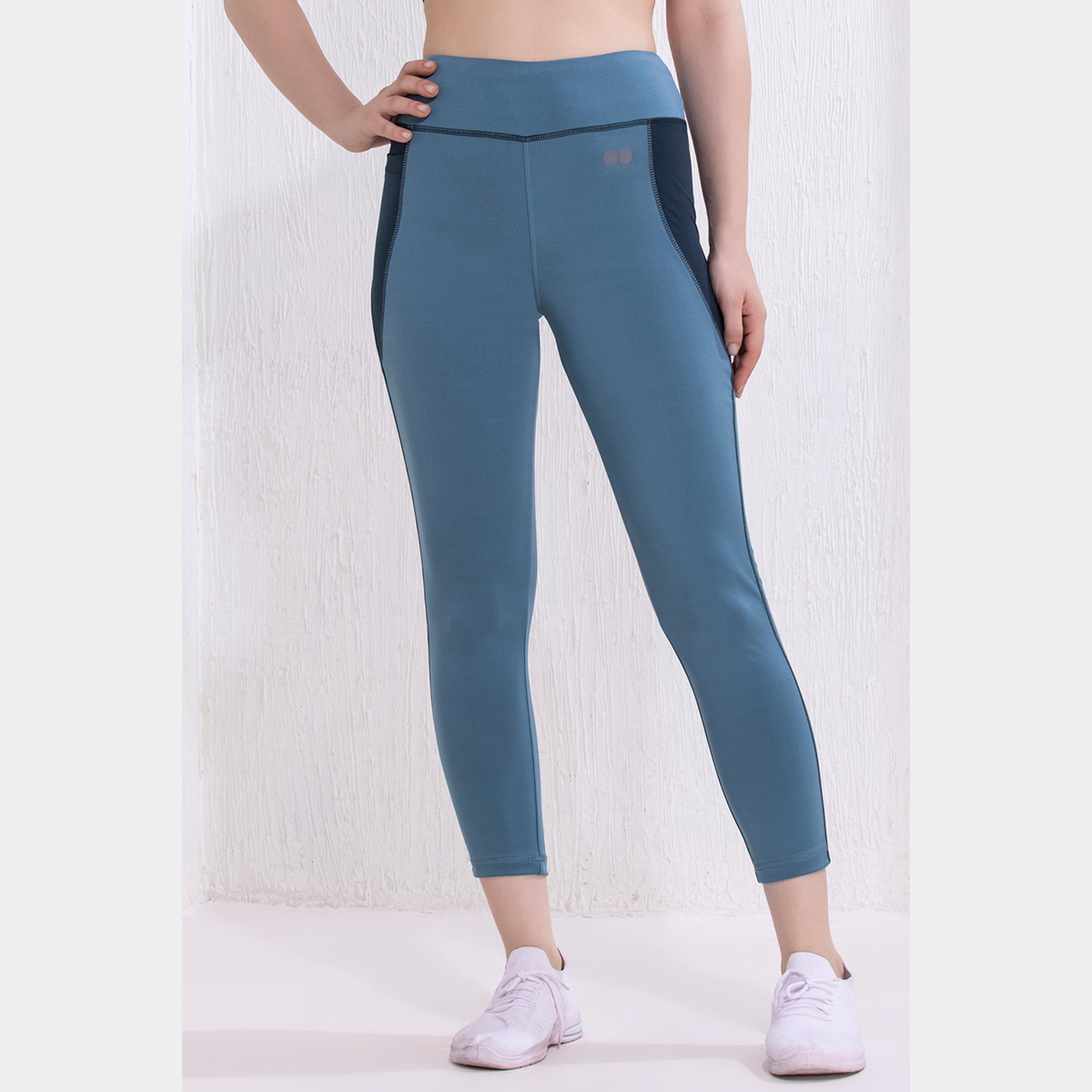 Clovia Women Baby Blue Mid-Rise Ankle-Length Active Tights-women-clothing-sportswearandactivewear-bottoms-leggings-image-1
