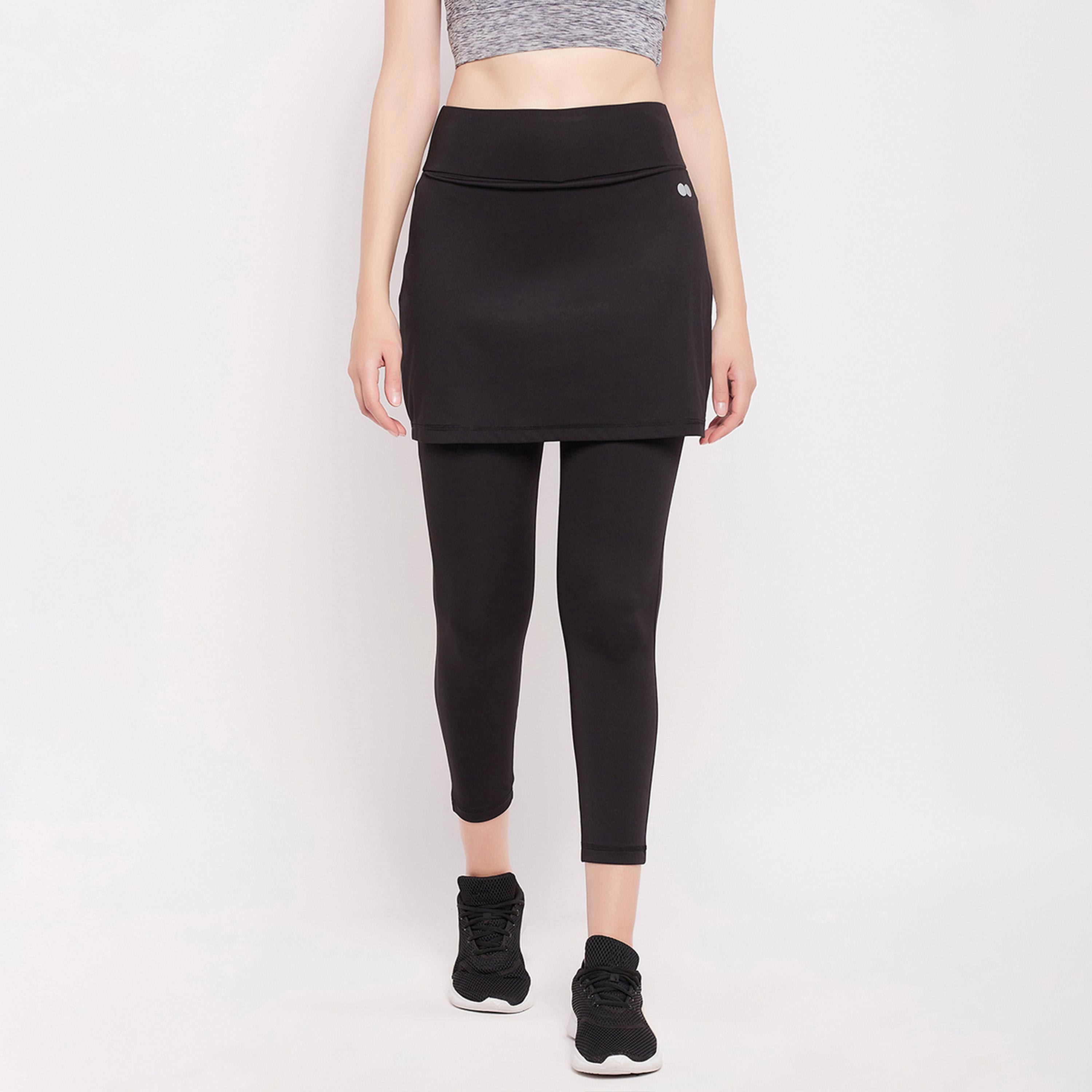 كلوفيا - تنورة رياضية سوداء ضيقة مع فيزون (ليقنز) طويل متصل-women-clothing-bottoms-leggings-image-1