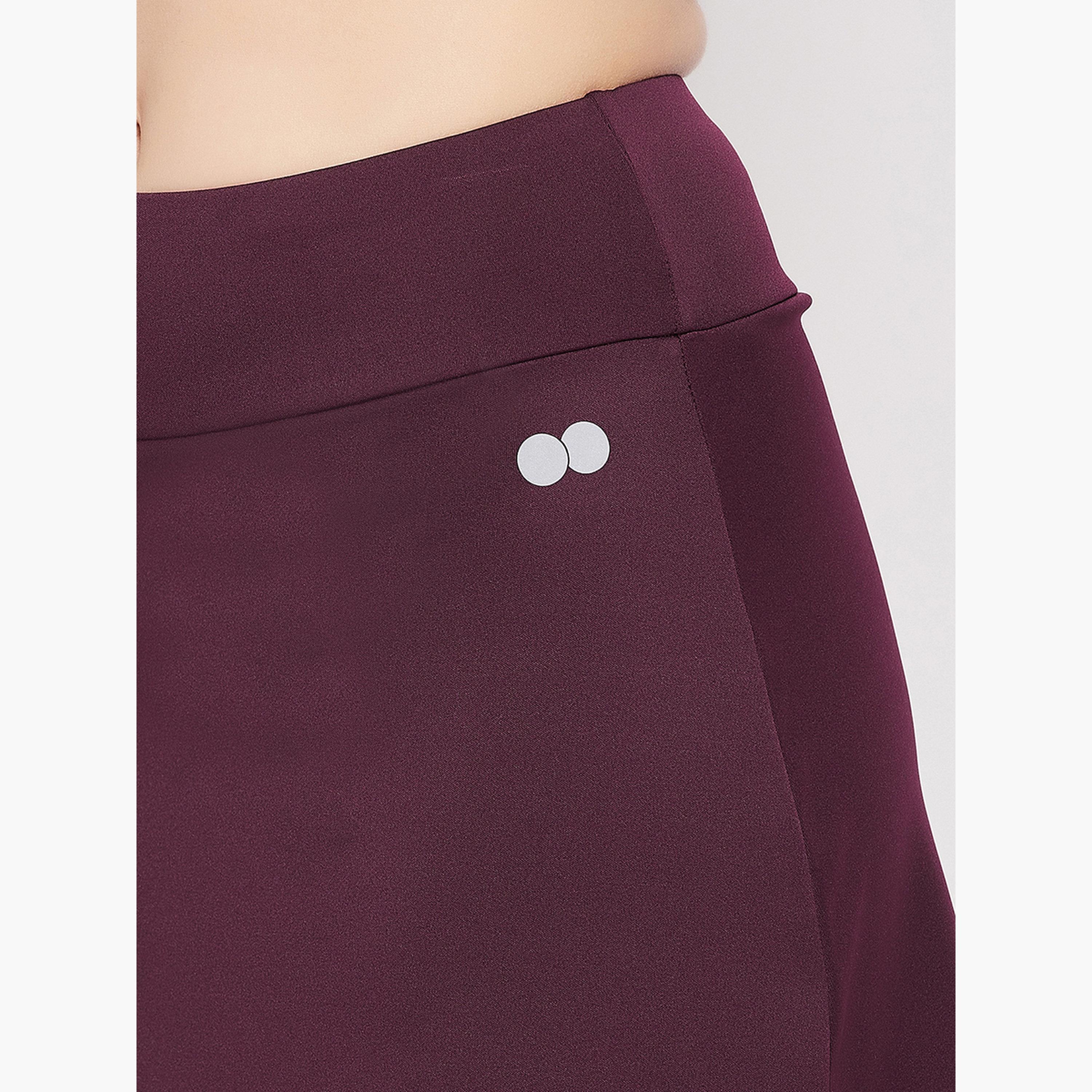 Clovia Maroon Snug Fit Active Skirt with Attached Tights-women-clothing-bottoms-leggings-image-6