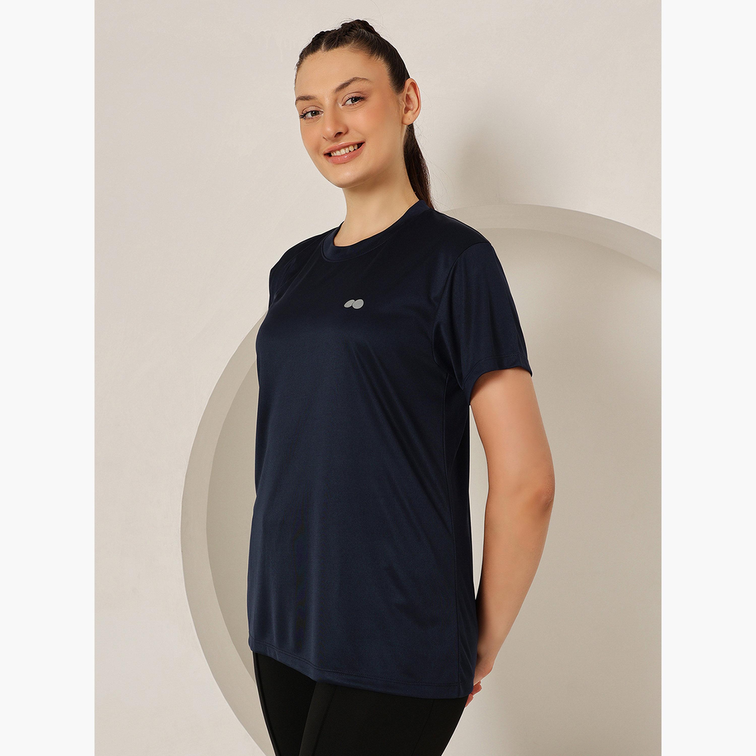 Clovia Women Navy Blue Comfort Fit Active T-Shirt-sports-women-clothing-tshirtsandvests-image-2