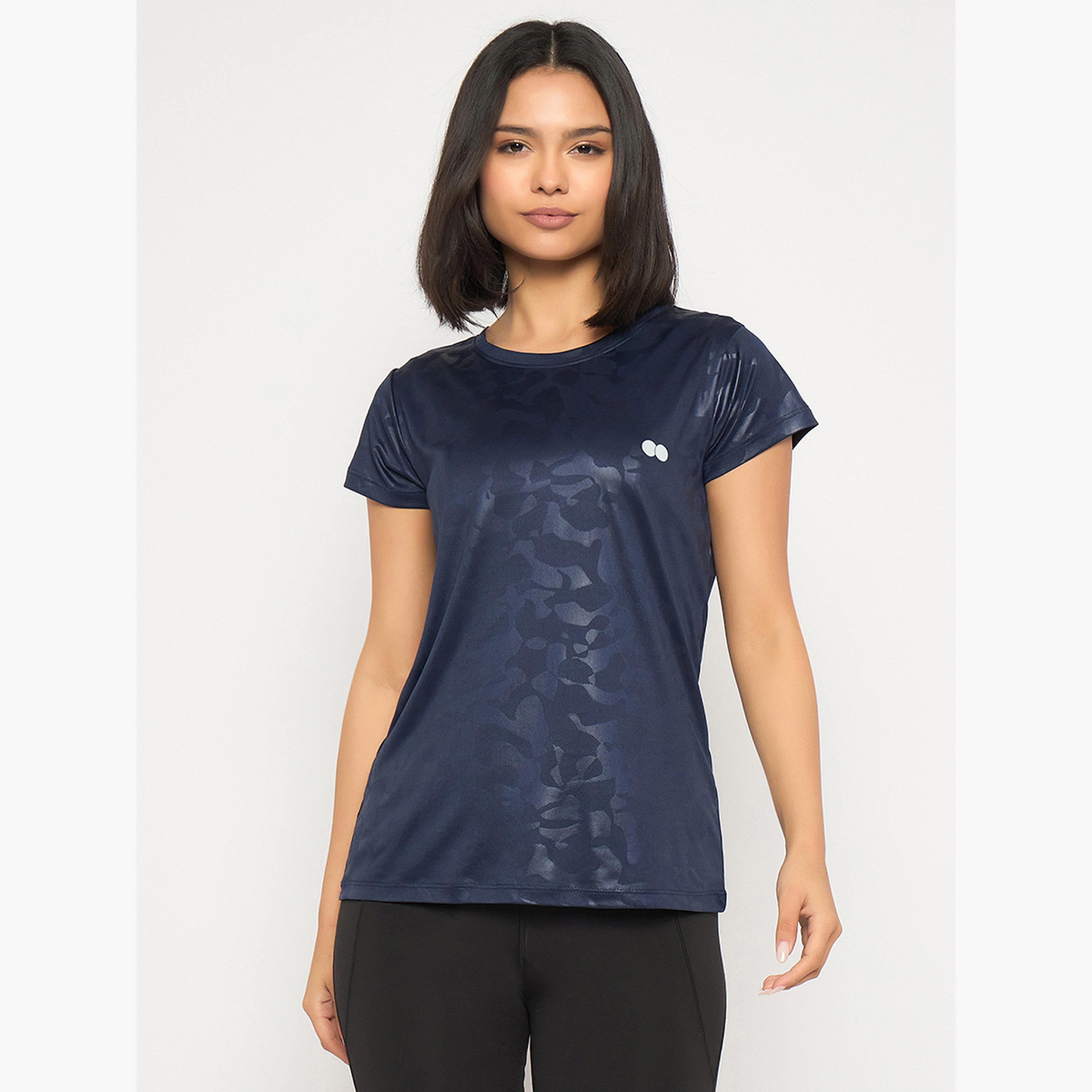 Clovia Women Navy Blue Comfort Fit T-Shirt-sports-women-clothing-tshirtsandvests-image-1