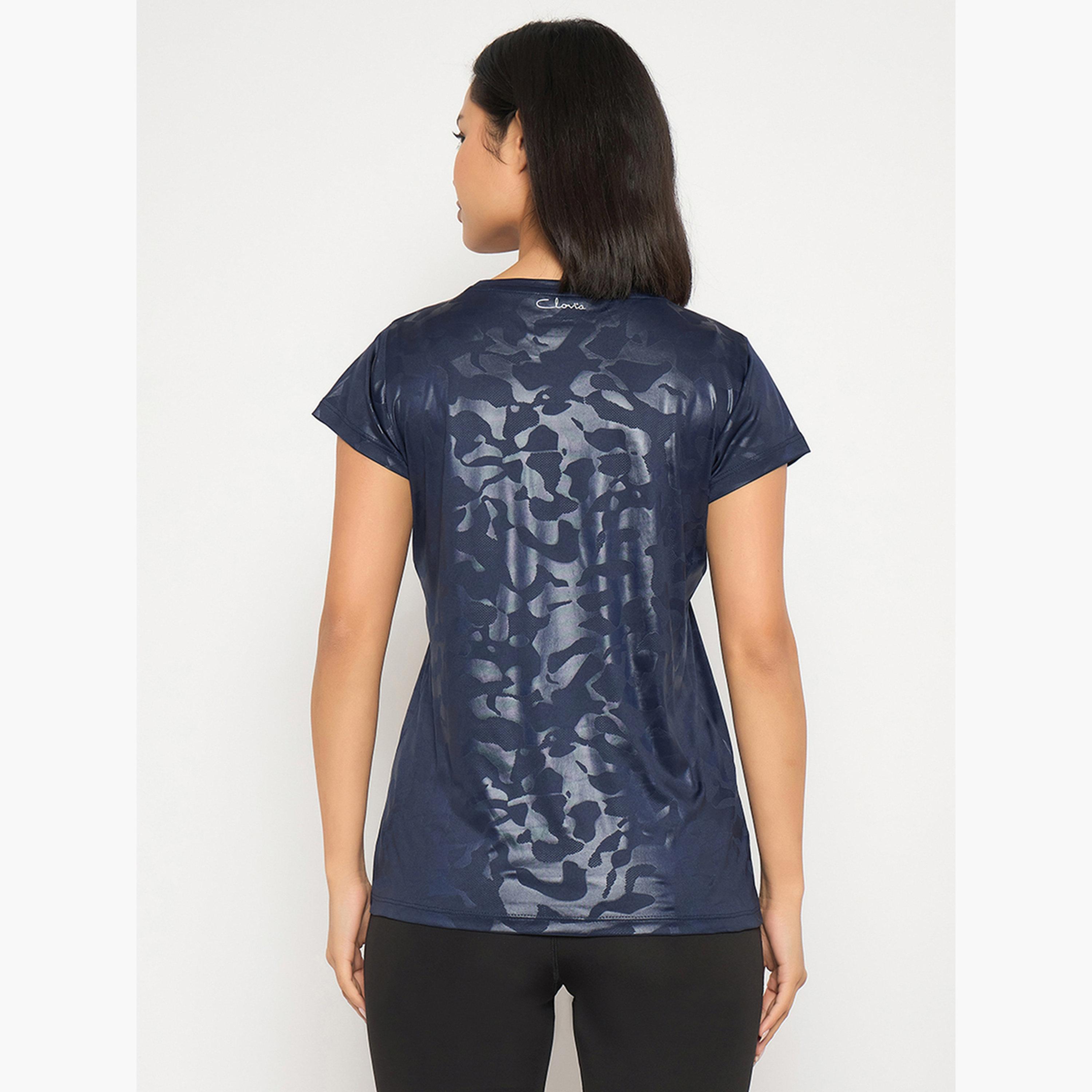 Clovia Women Navy Blue Comfort Fit T-Shirt-sports-women-clothing-tshirtsandvests-image-2