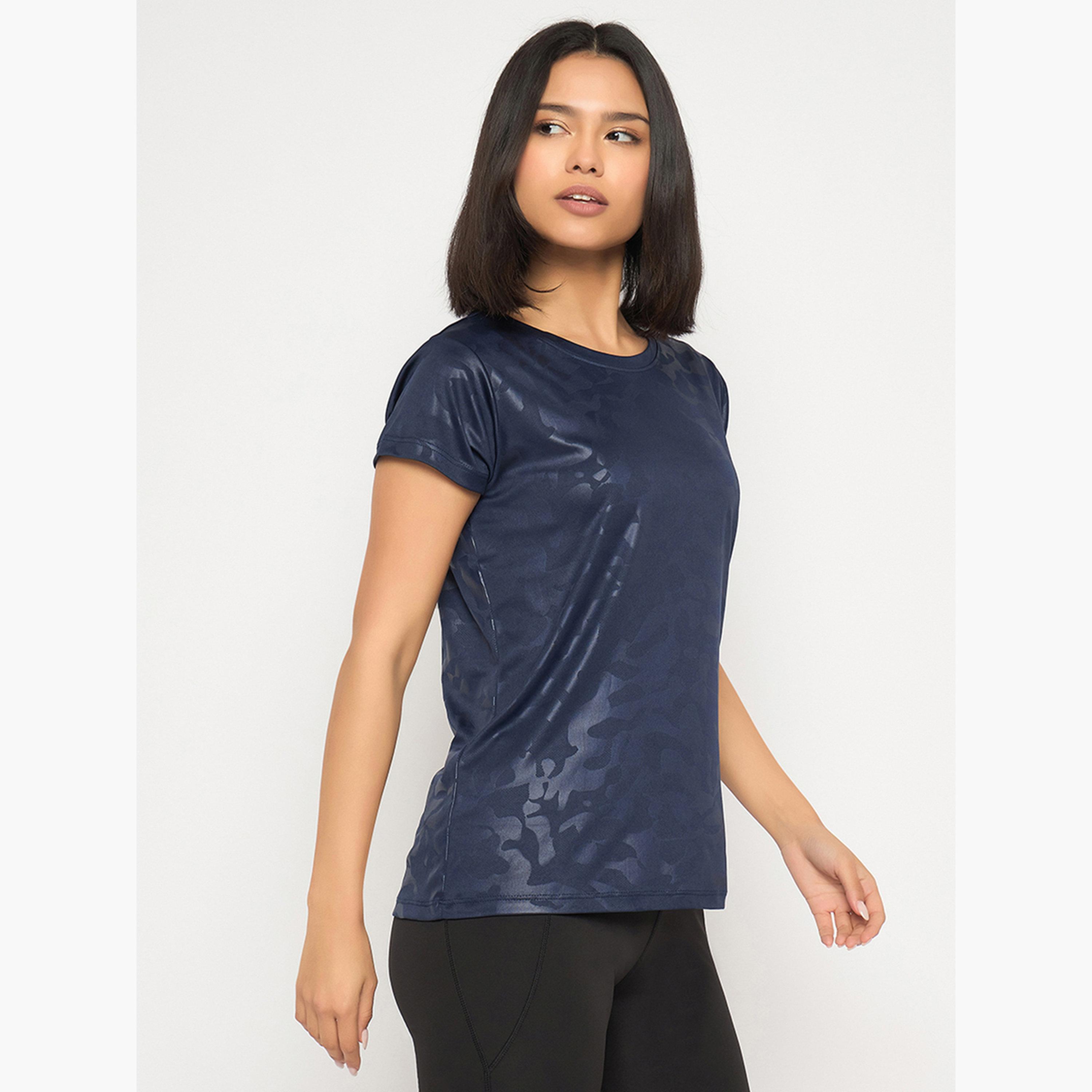 Clovia Women Navy Blue Comfort Fit T-Shirt-sports-women-clothing-tshirtsandvests-image-3