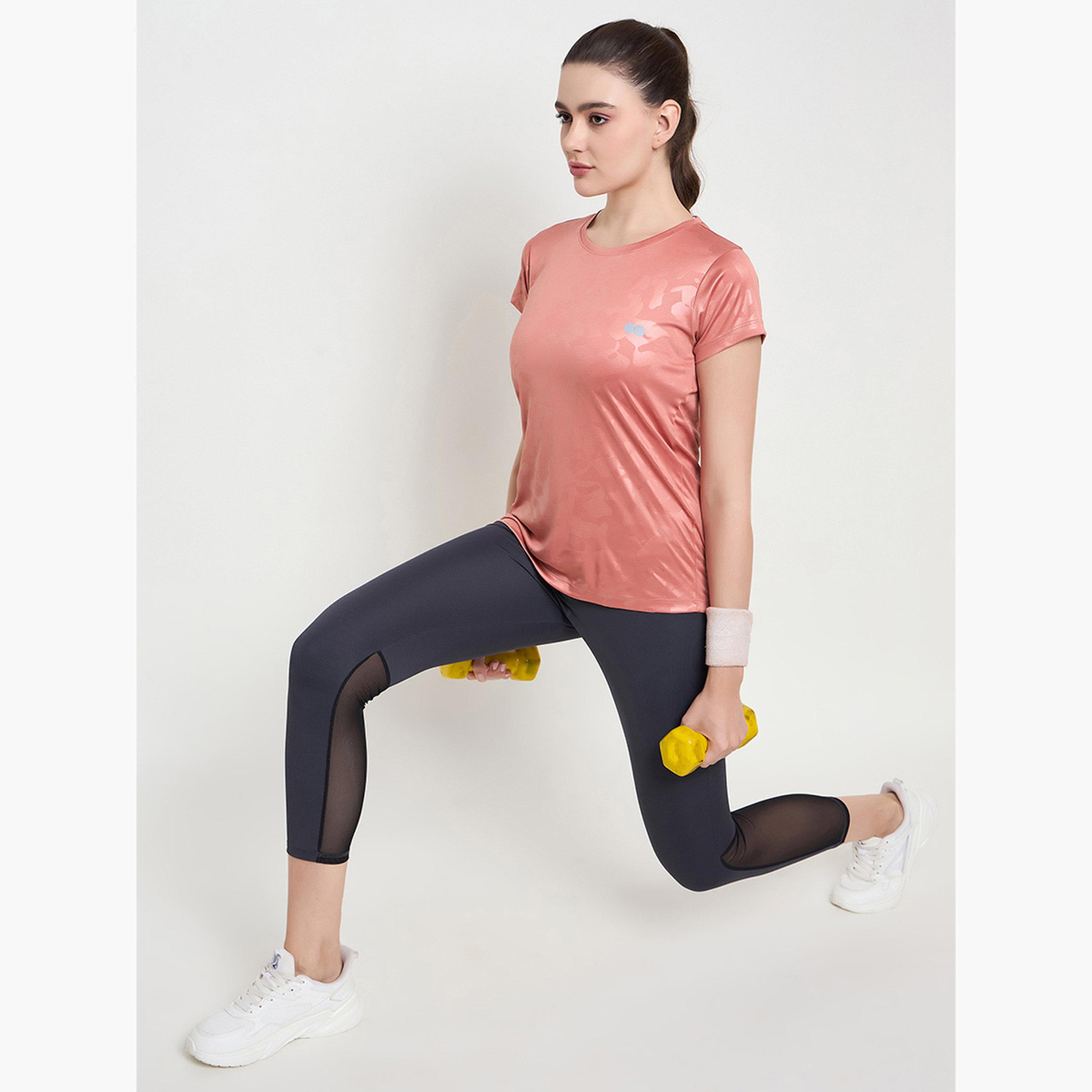 كلوفيا - تي شيرت رياضي مريح بطبعة مموهة بلون الخوخ-sports-women-clothing-tshirtsandvests-image-2