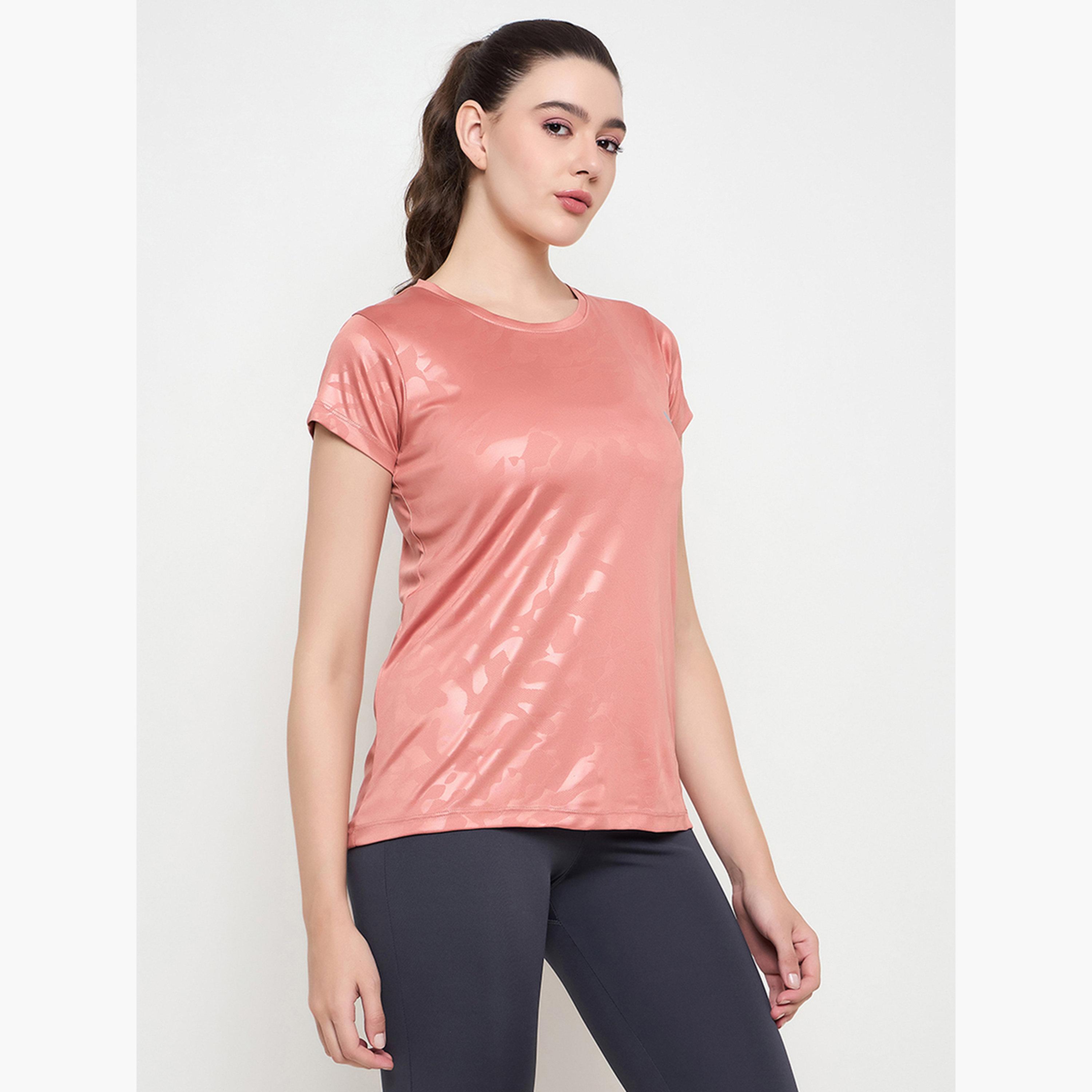 كلوفيا - تي شيرت رياضي مريح بطبعة مموهة بلون الخوخ-sports-women-clothing-tshirtsandvests-image-5