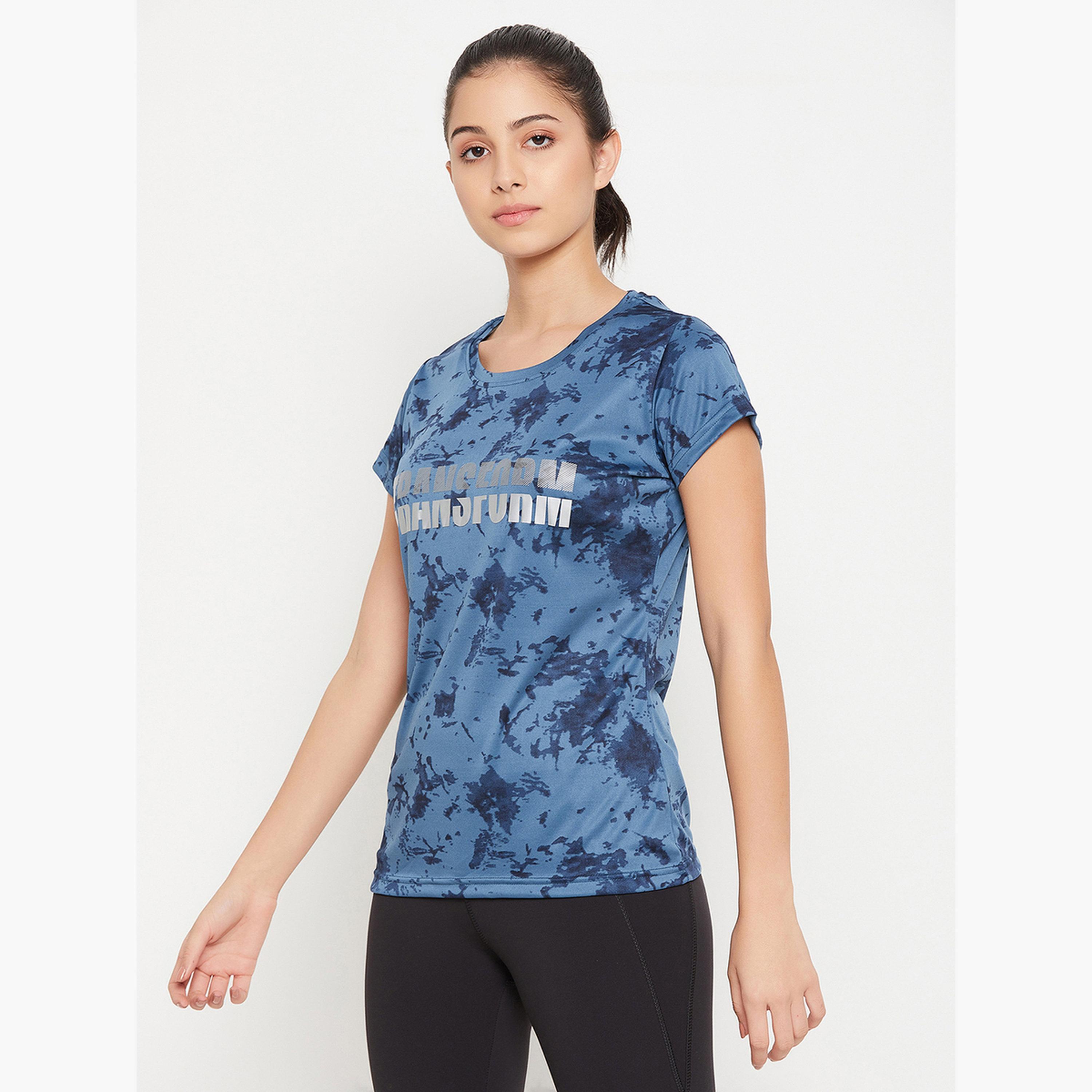 Clovia Comfort Fit Reflective Text Print Active T-Shirt-women-clothing-tshirts-image-4