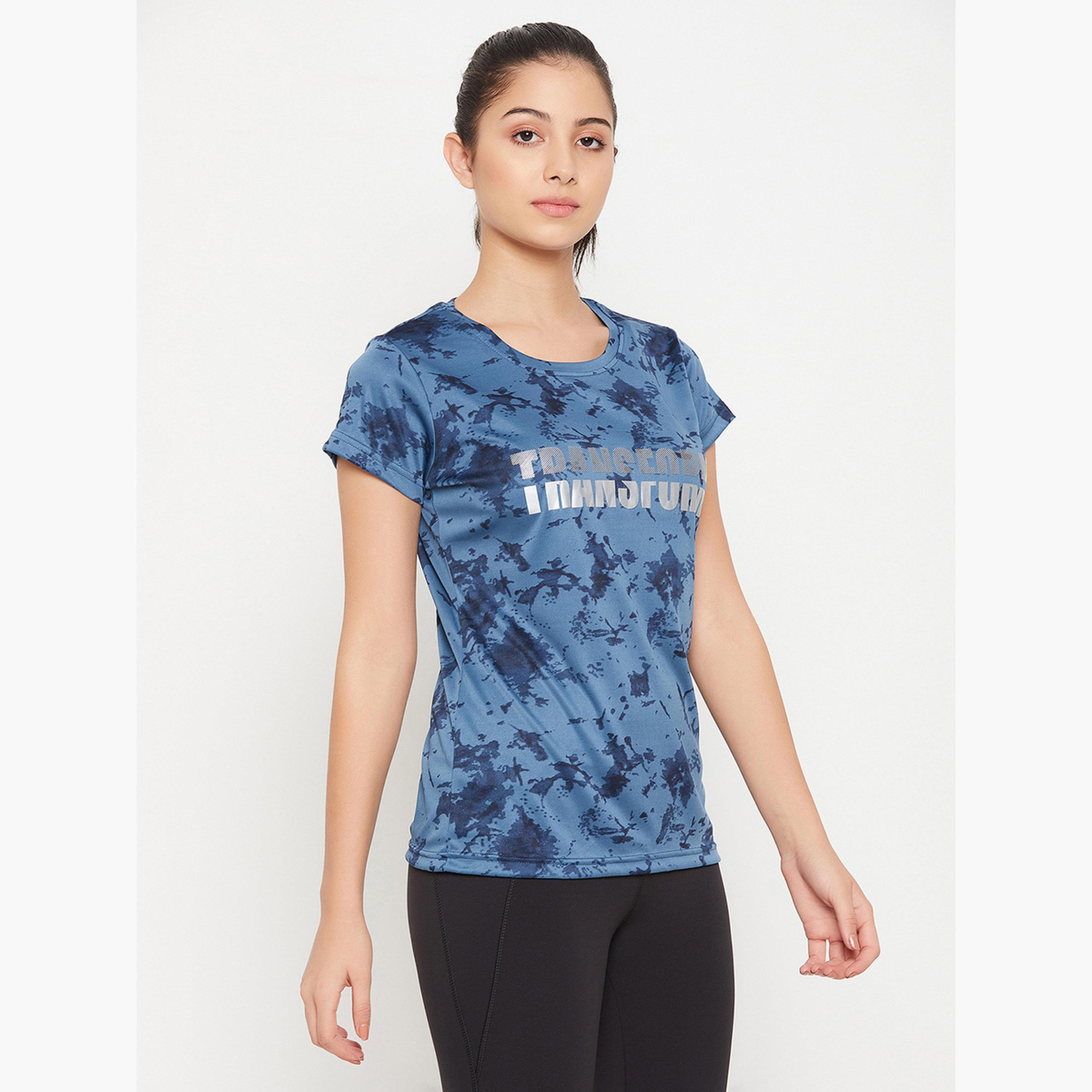 Clovia Comfort Fit Reflective Text Print Active T-Shirt-women-clothing-tshirts-image-5